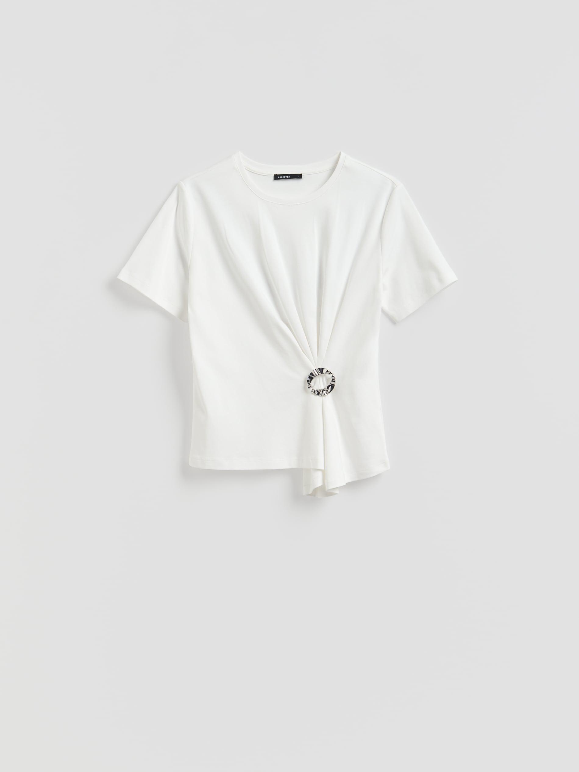Cream Decorative Detail T-Shirt, Ivory, large image number 3