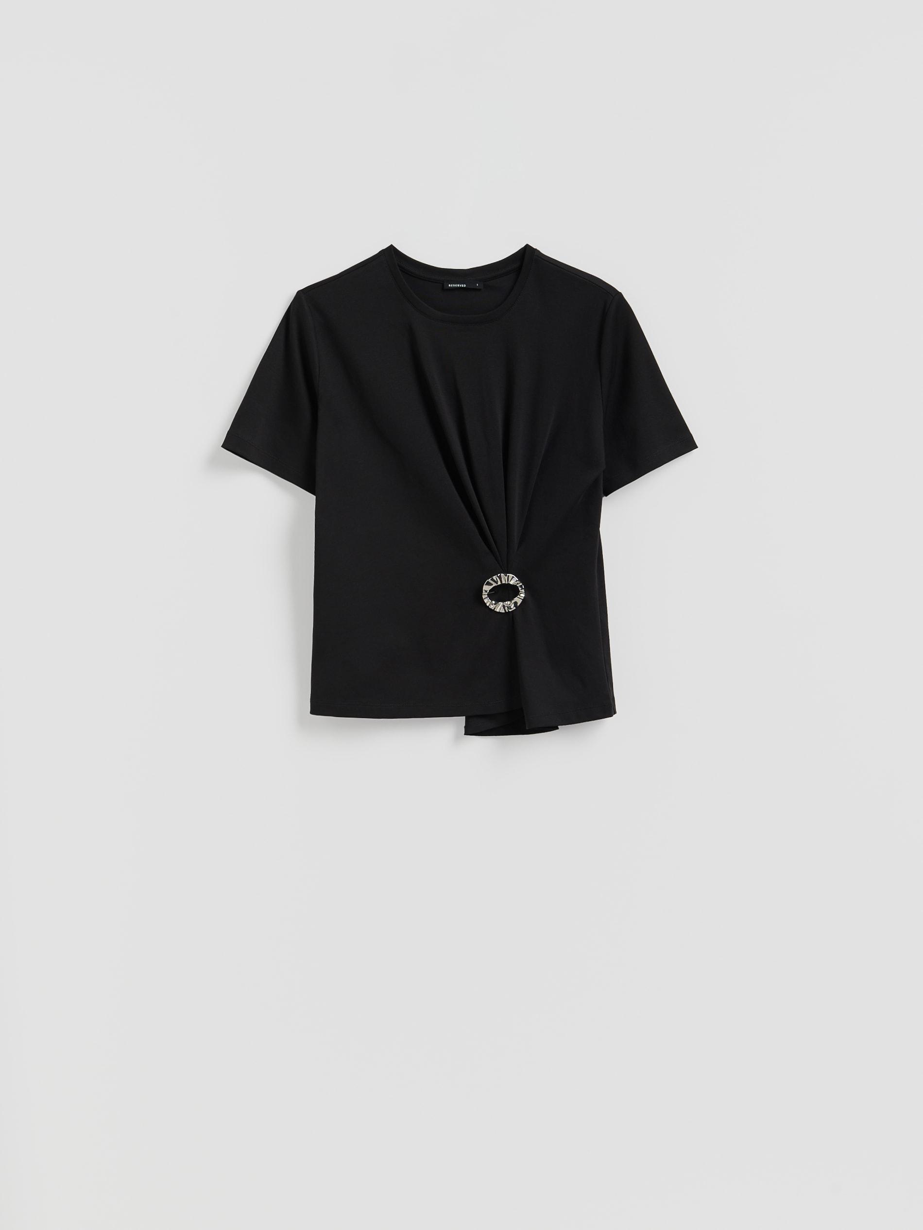 Black Decorative Detail T-Shirt, Black, large image number 3
