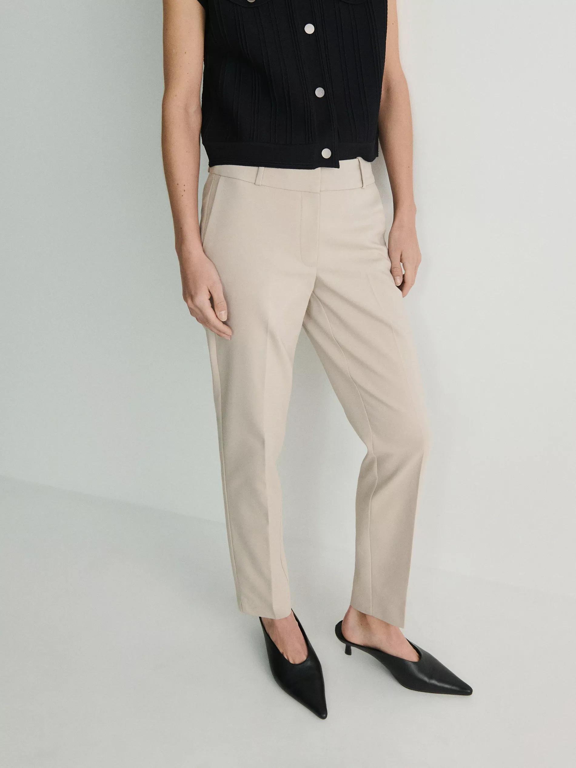 Beige Cigarette Pants With Ironed Edge, , large image number 2