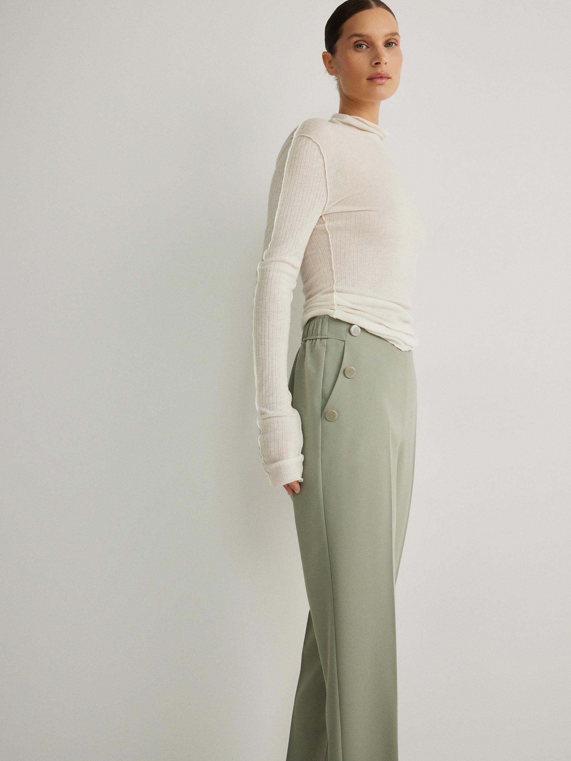 Green Cigarette Trousers With Buttons, , large image number 2