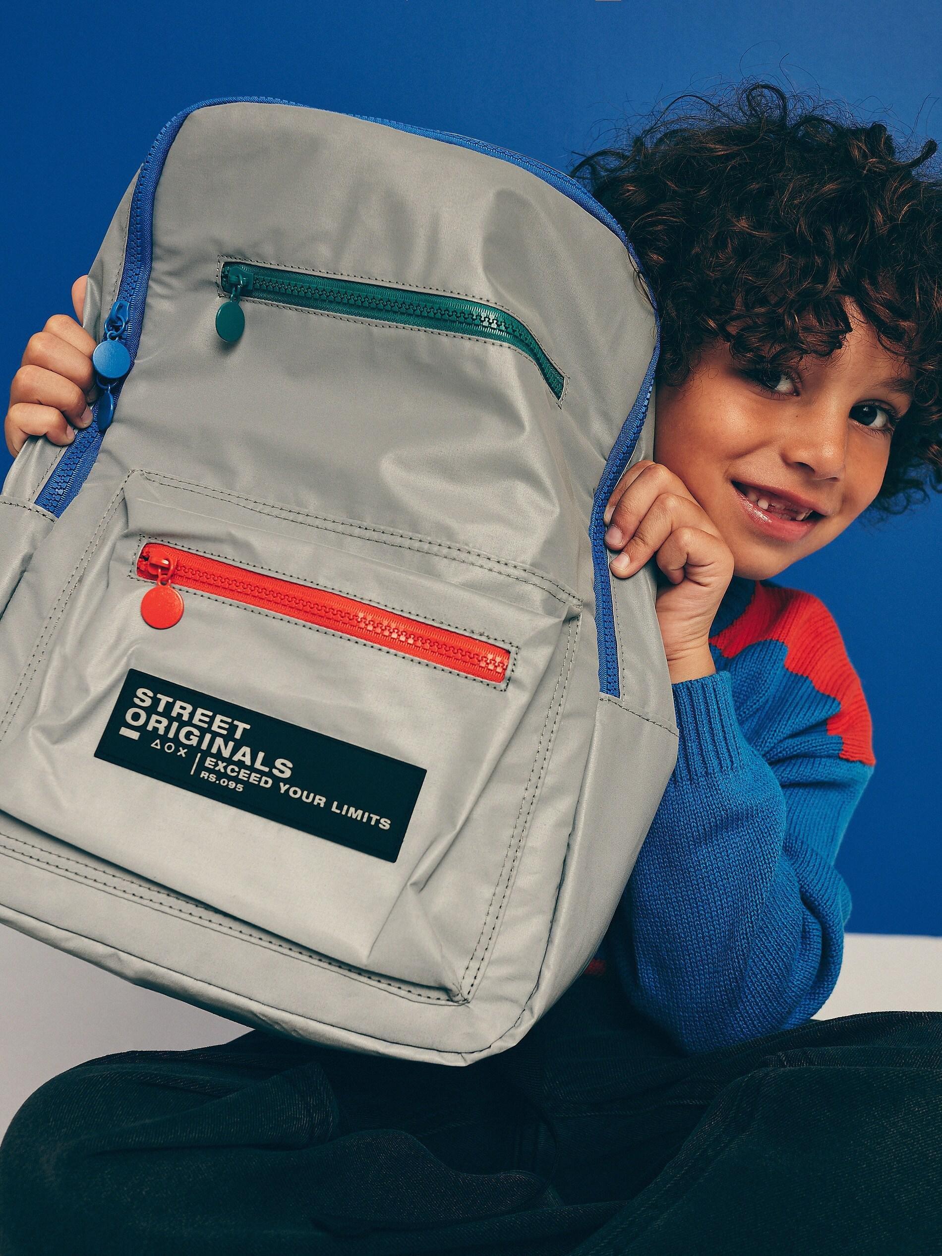 Light grey Reflective backpack with pockets, , large image number 0