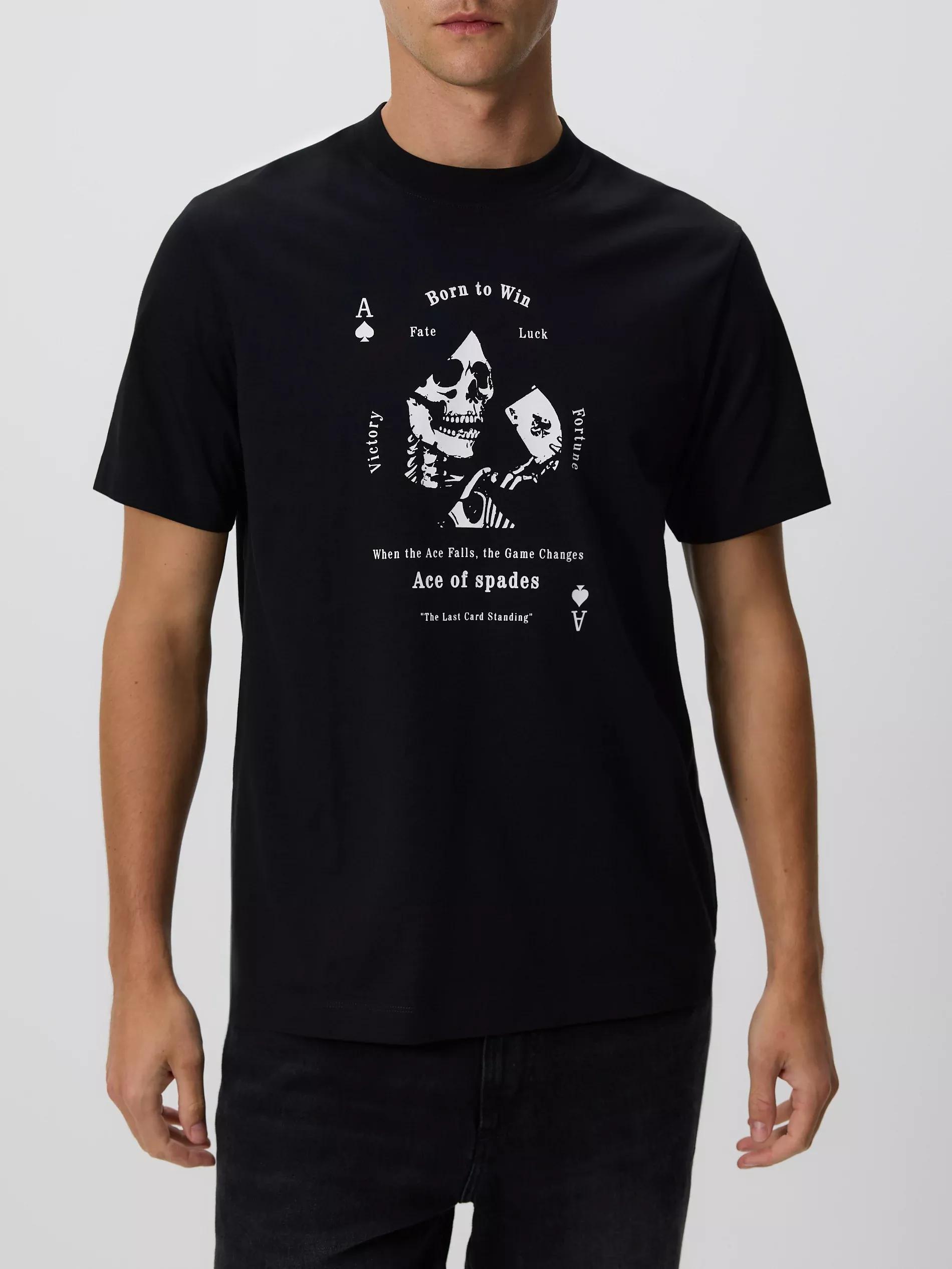 Black Regular Fit Printed T-Shirt, Black, large image number 1