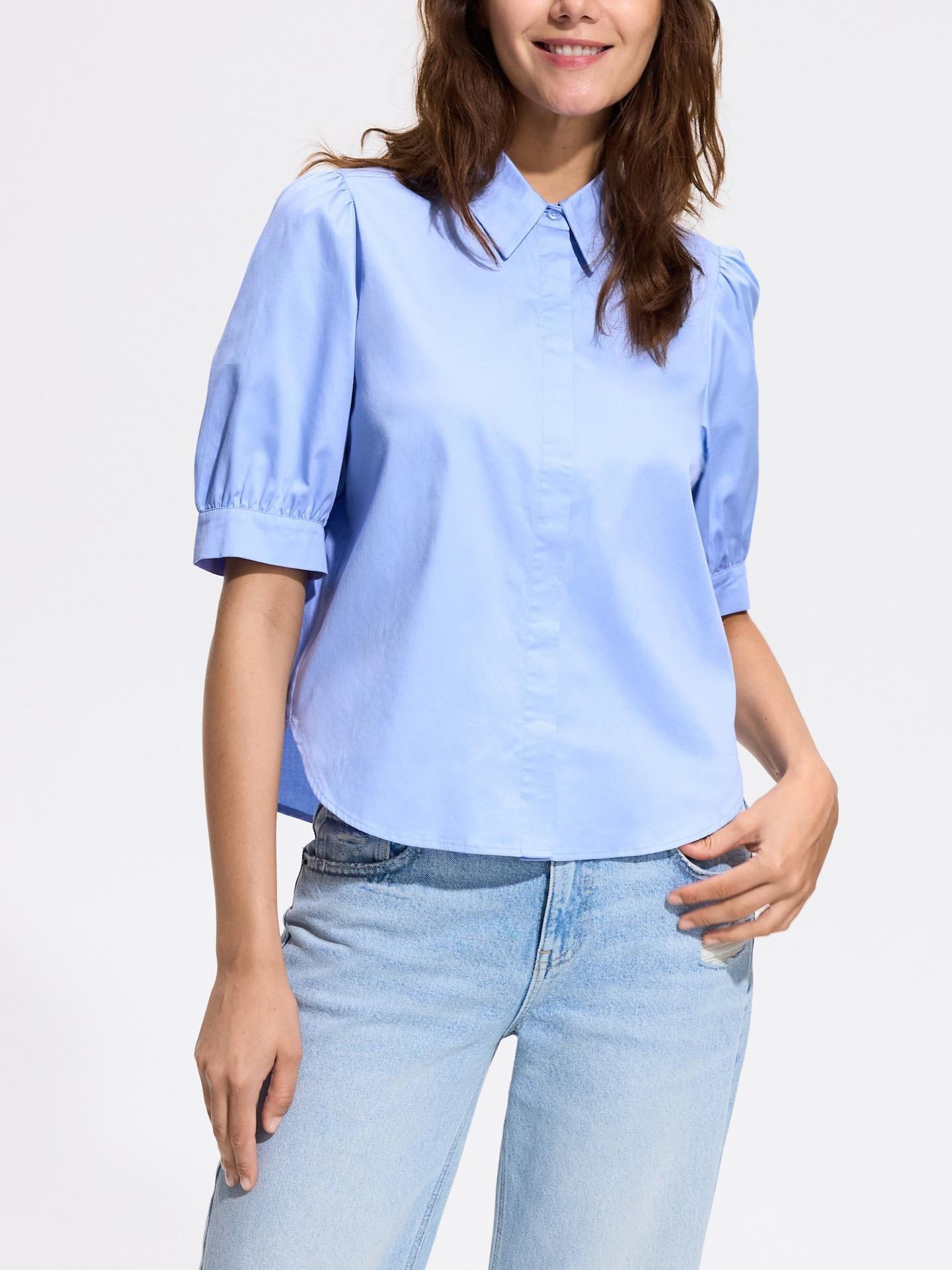Blue Shirt With Puffy Sleeves, Blue, large image number 0