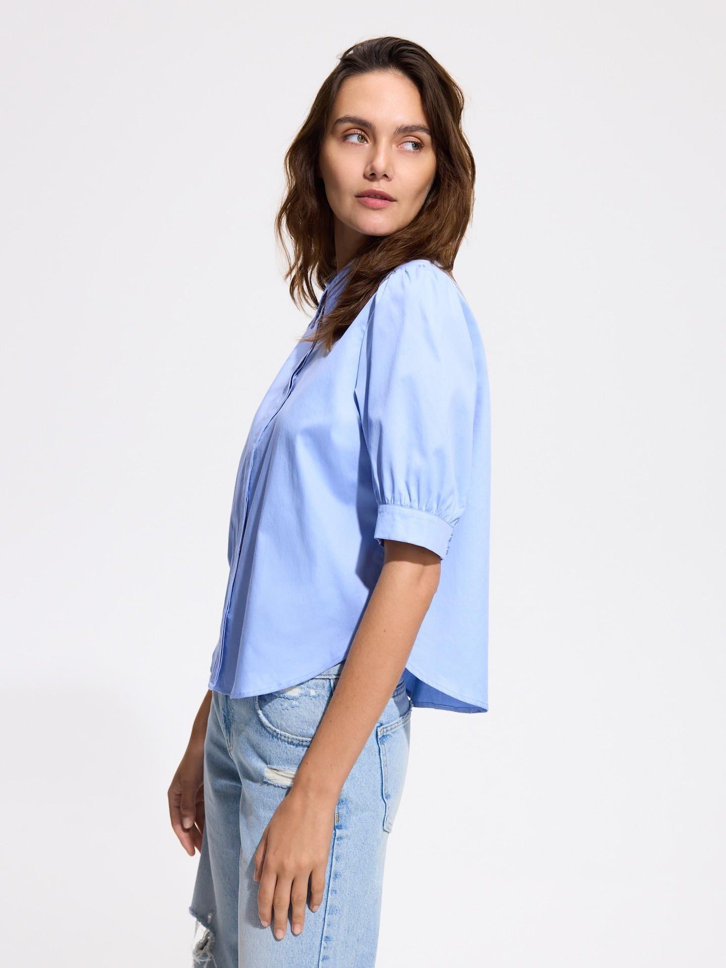 Blue Shirt With Puffy Sleeves, Blue, medium