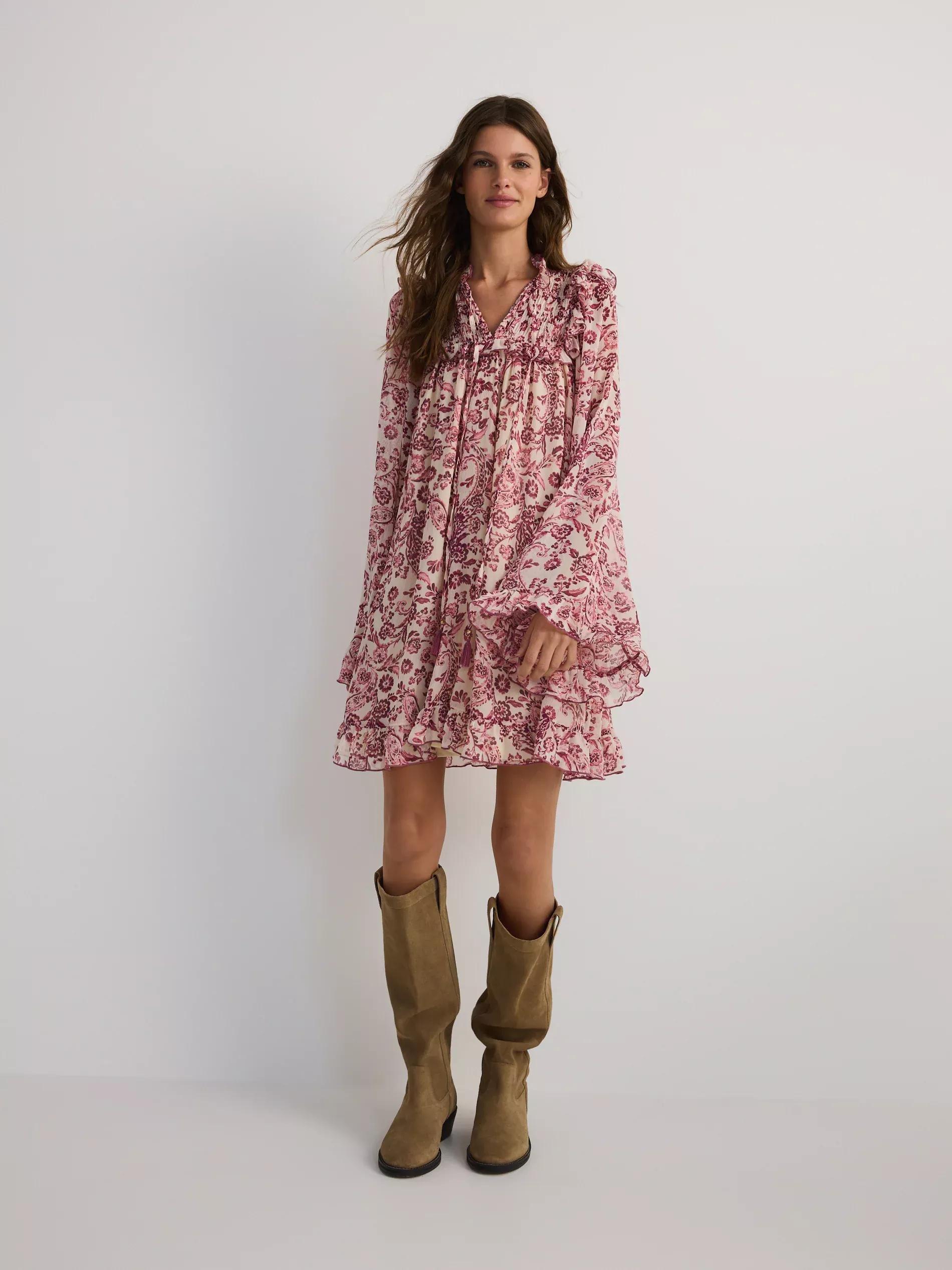Pink Mini Dress With Pattern, , large image number 0