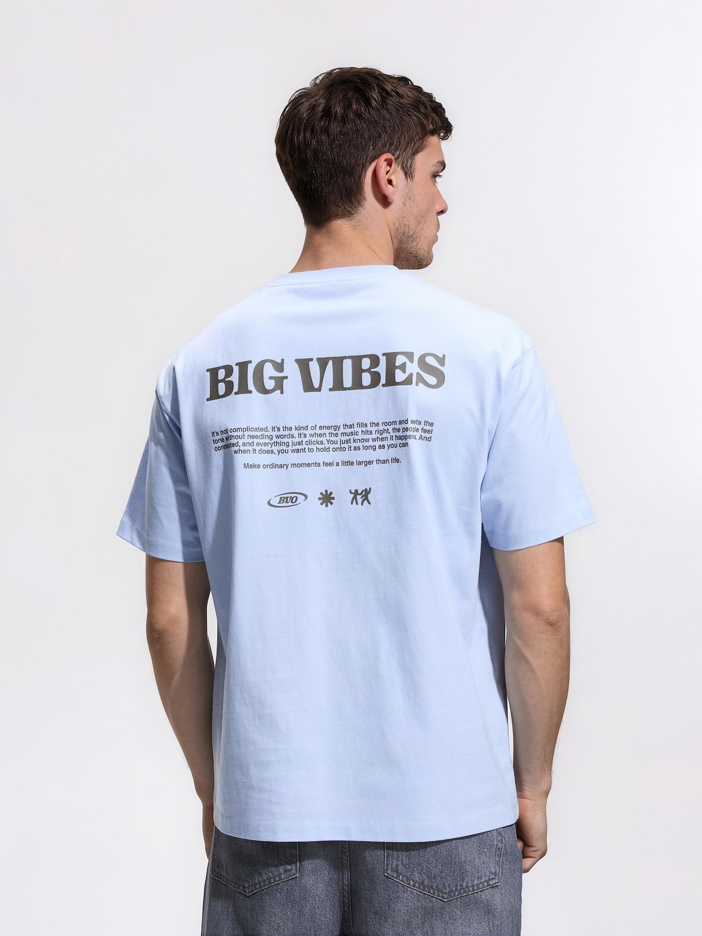Blue Boxy Cut T-Shirt With Back Print, Blue, large image number 0