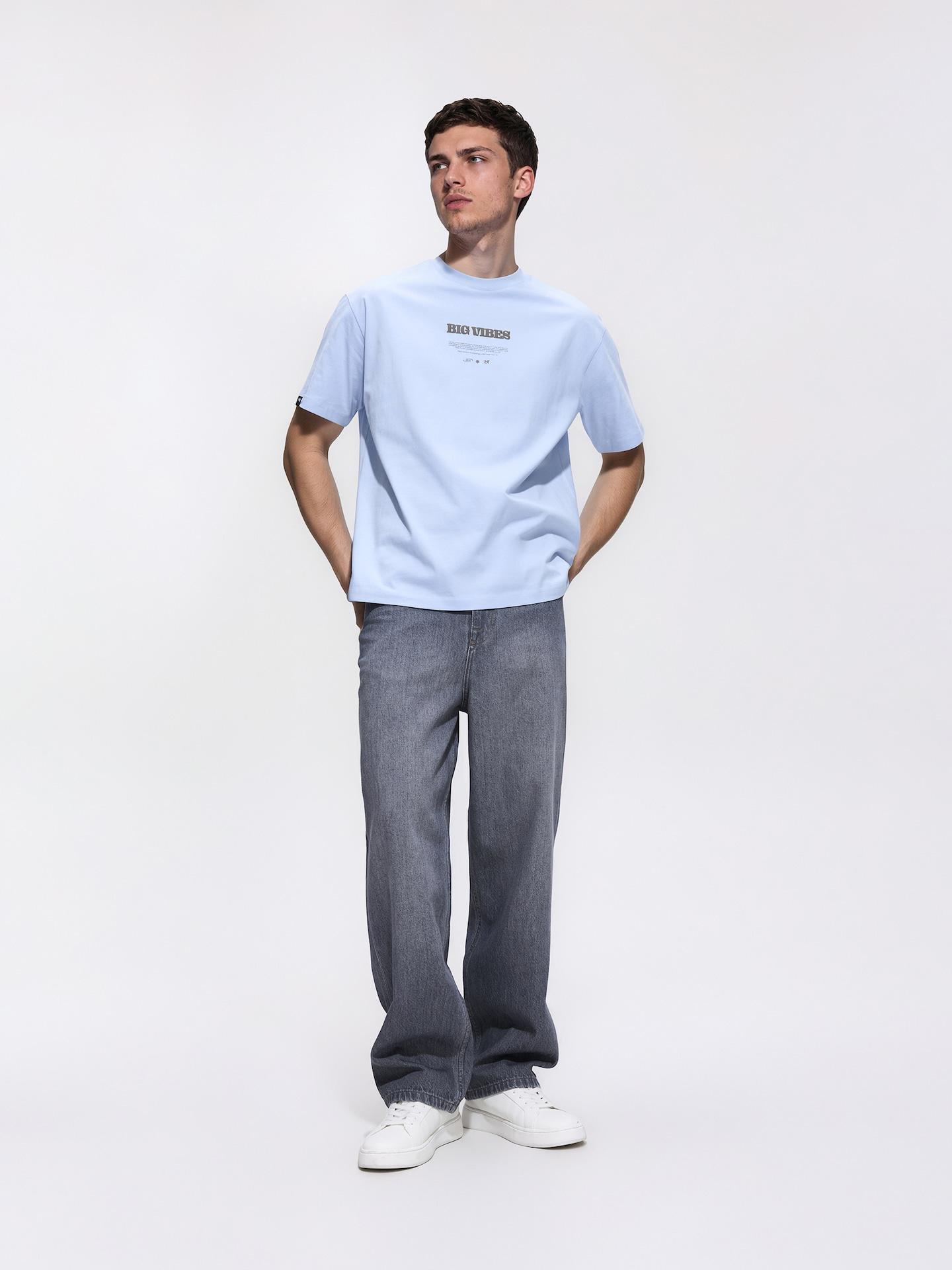 Blue Boxy Cut T-Shirt With Back Print, Blue, large image number 1