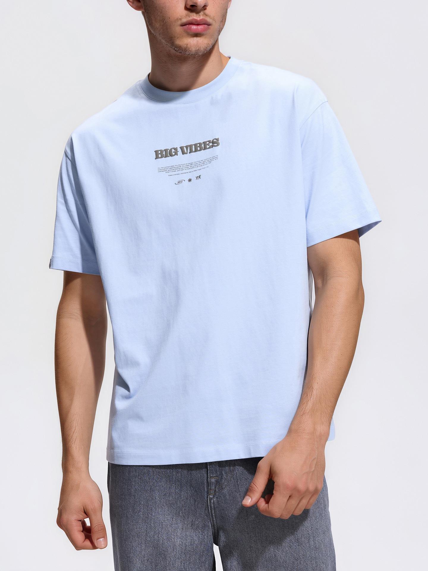 Blue Boxy Cut T-Shirt With Back Print, Blue, large image number 3