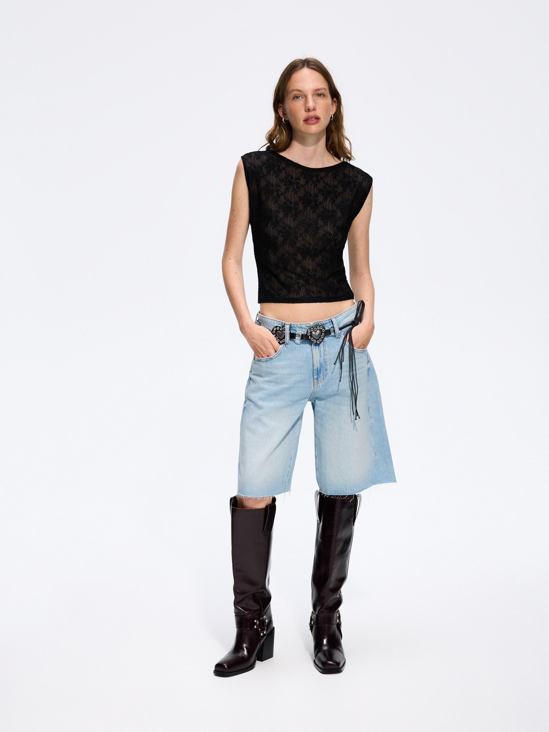 Black Lace Blouse, Black, large image number 1