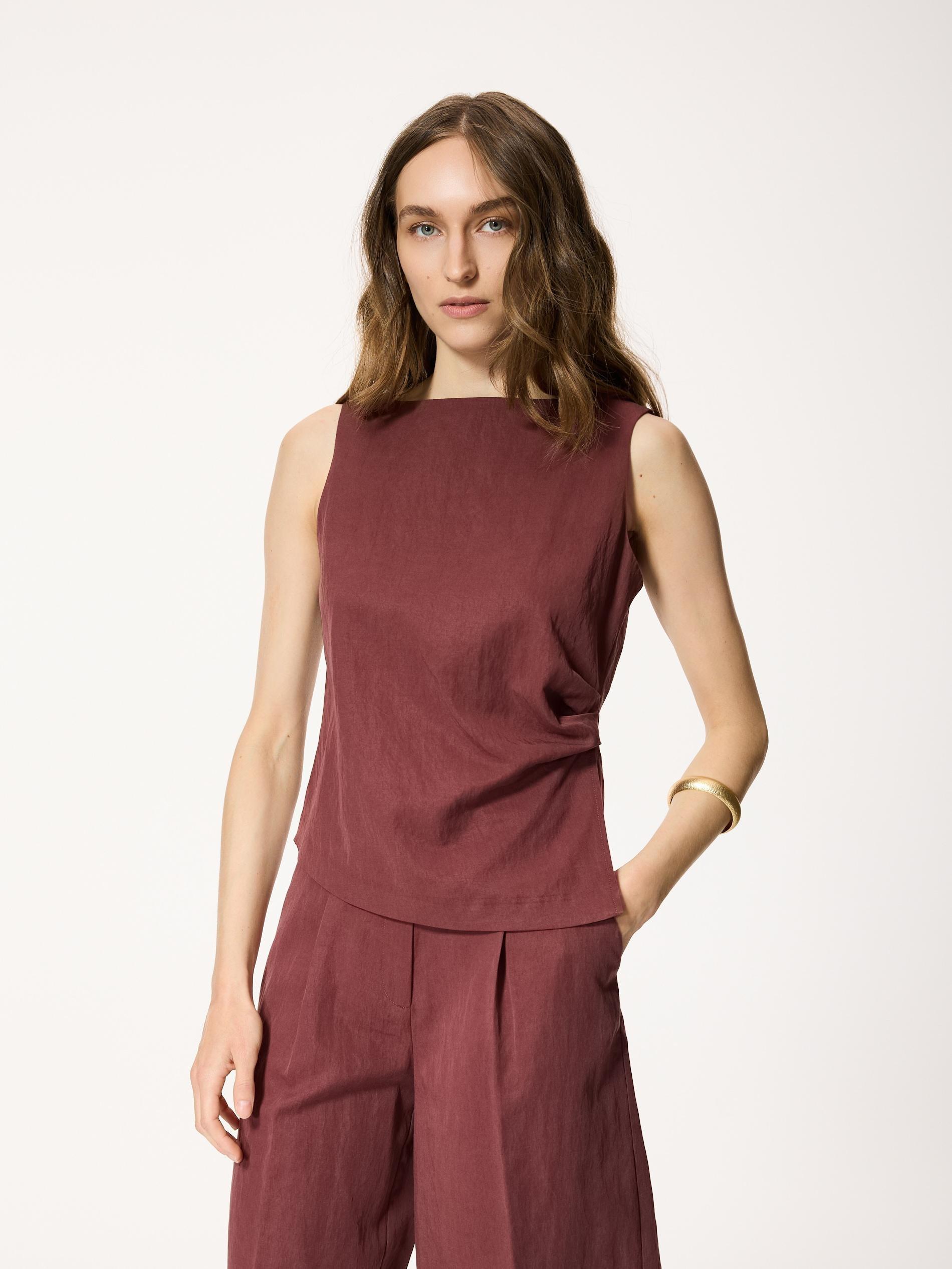 Maroon Lyocell Blend Blouse, Burgundy, large image number 0