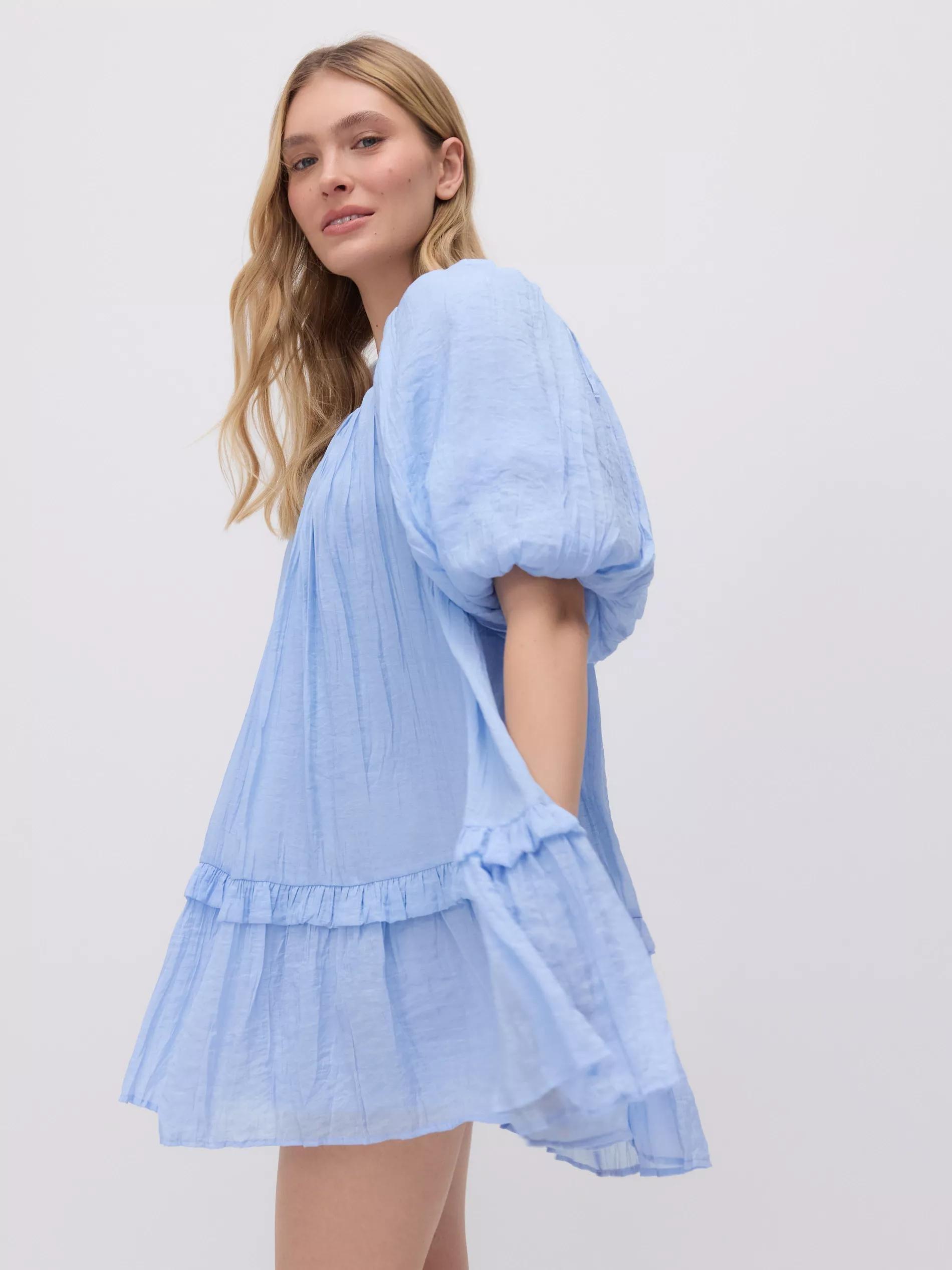 Blue Modal Rich Mini Dress, , large image number 1