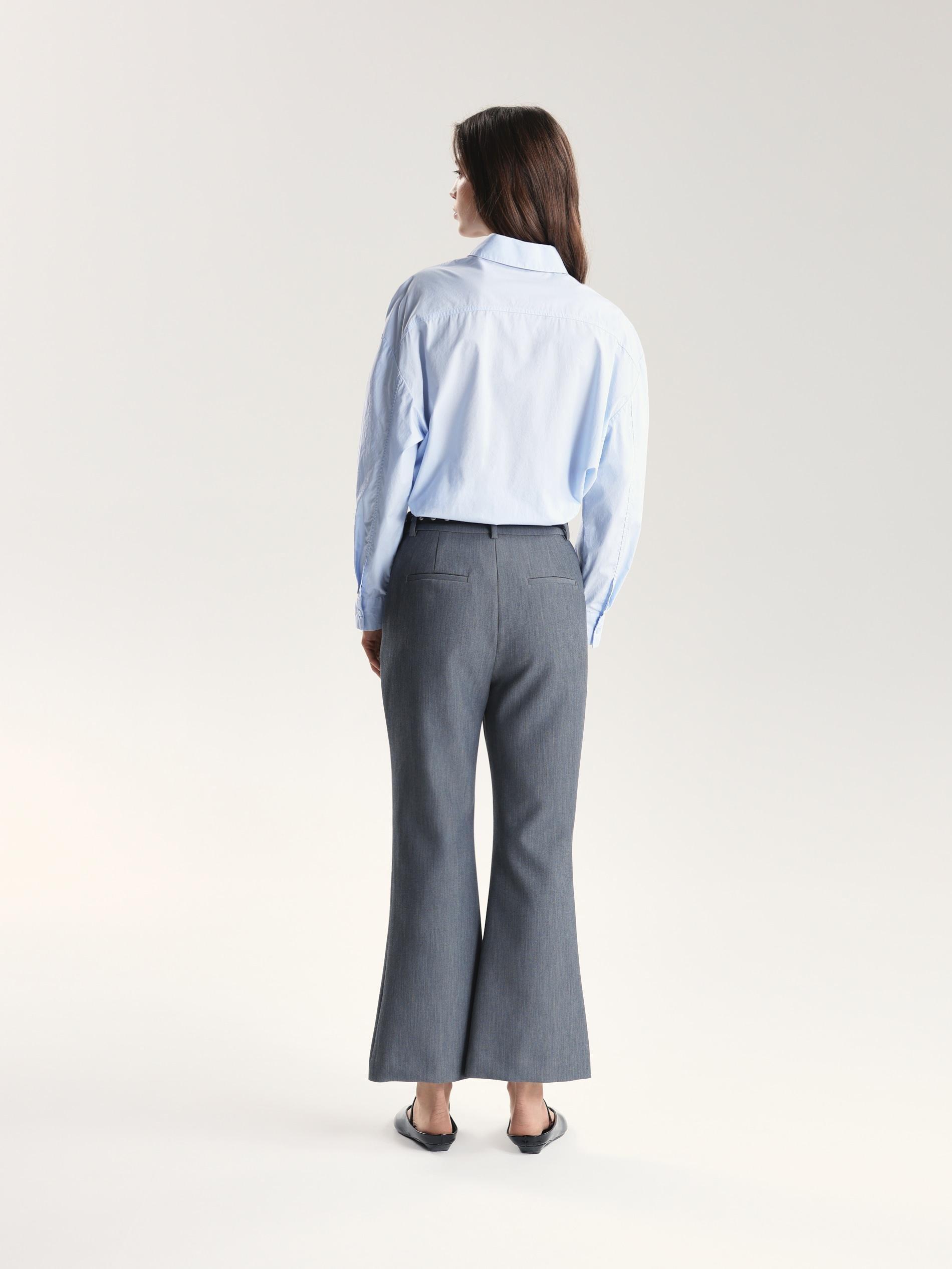 Grey Trousers With Decorative Belt, Grey, large image number 3