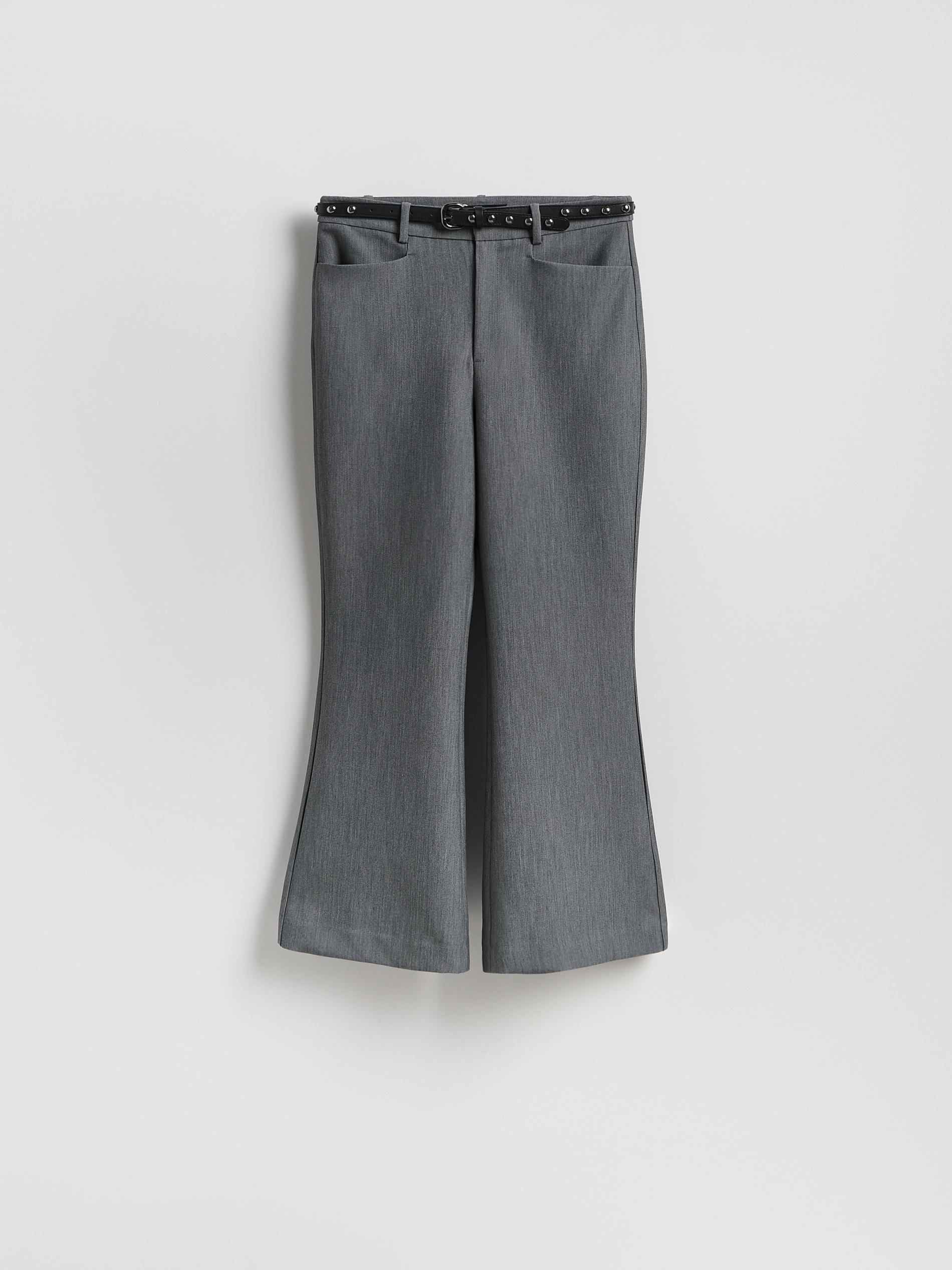 Grey Trousers With Decorative Belt, Grey, large image number 4