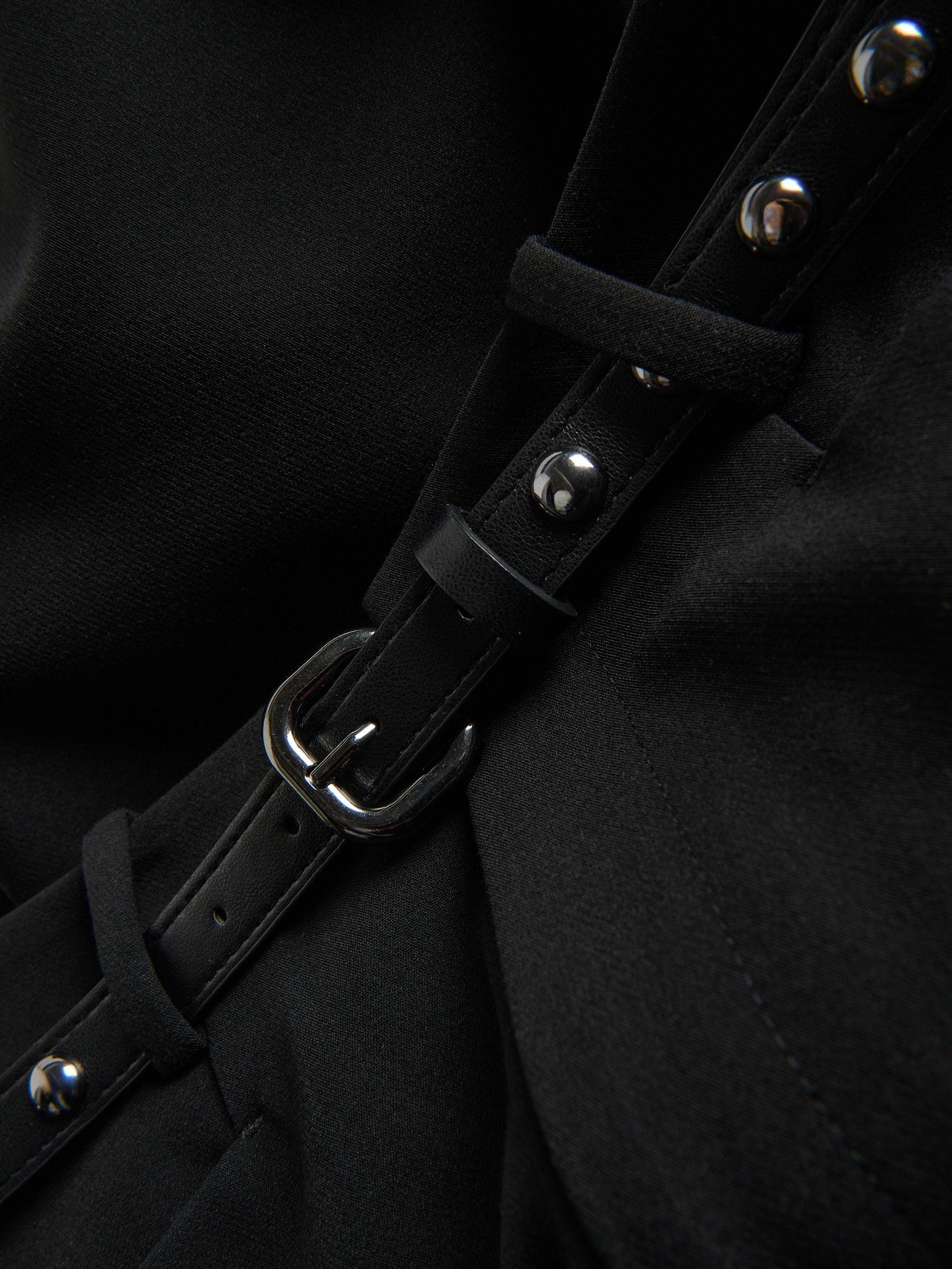 Black Trousers With Decorative Belt, Black, large image number 5