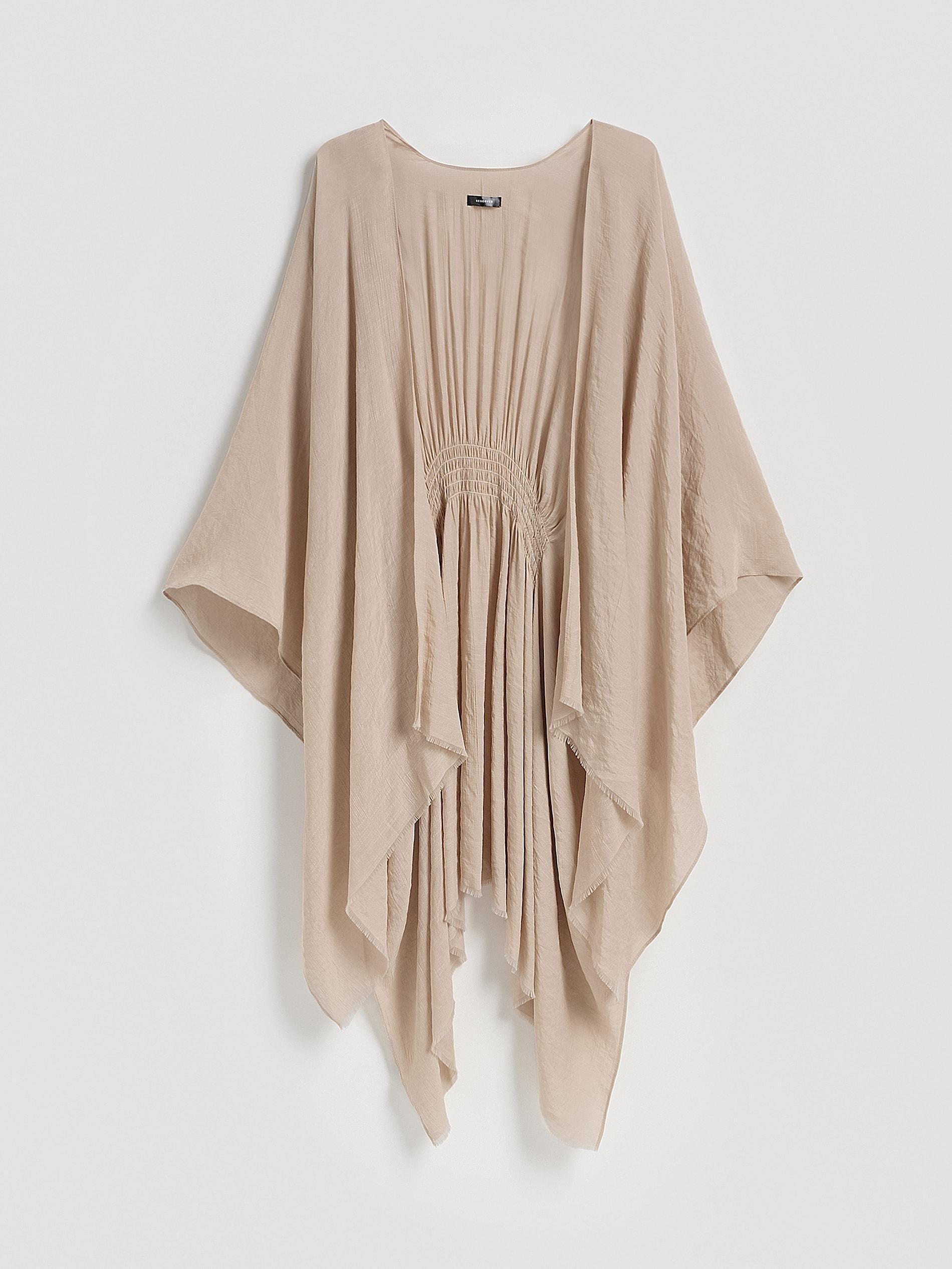 LADIES` PONCHO SAND, Beige, large image number 3