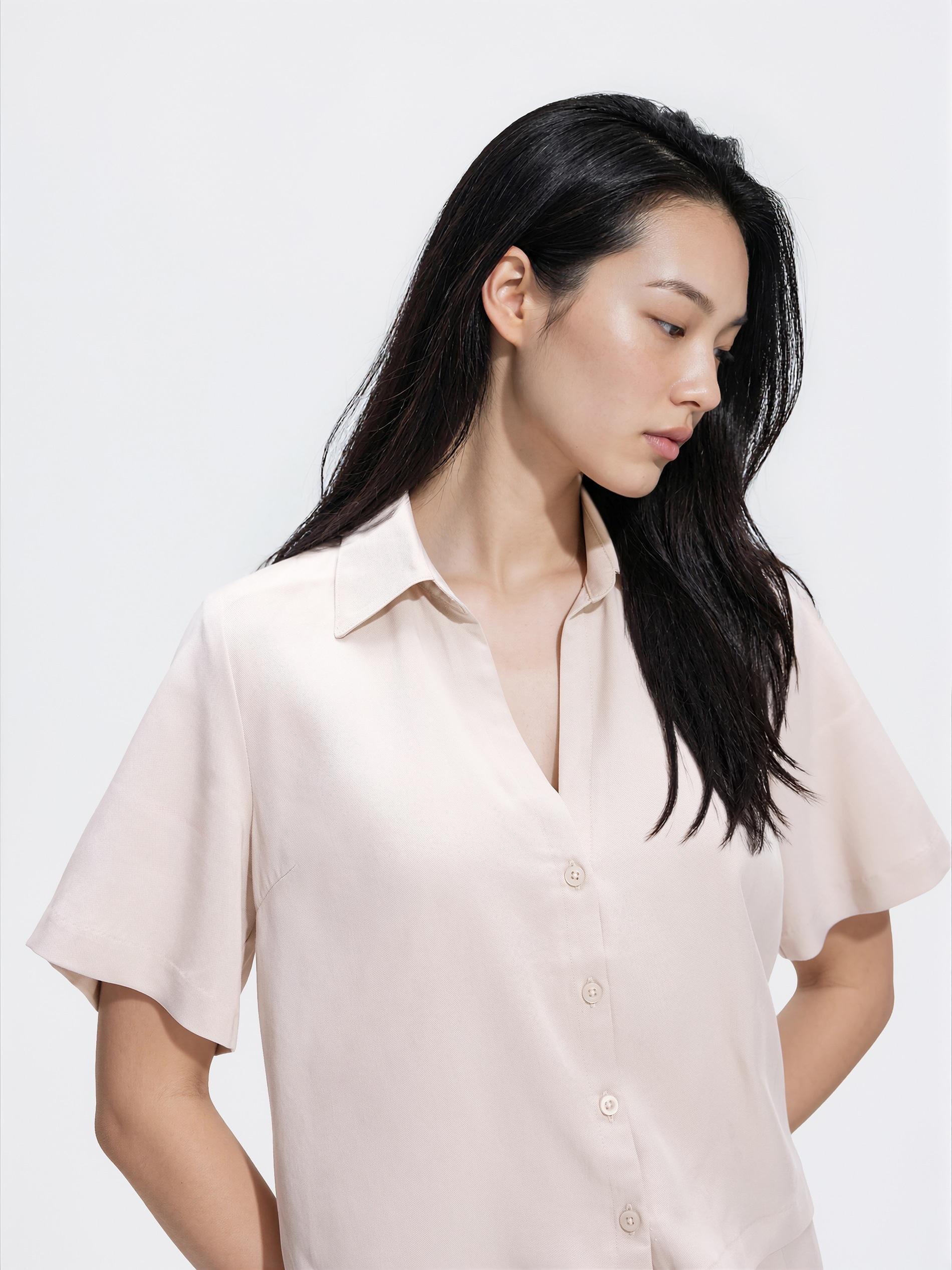 Beige Lyocell Shirt, Beige, large image number 0