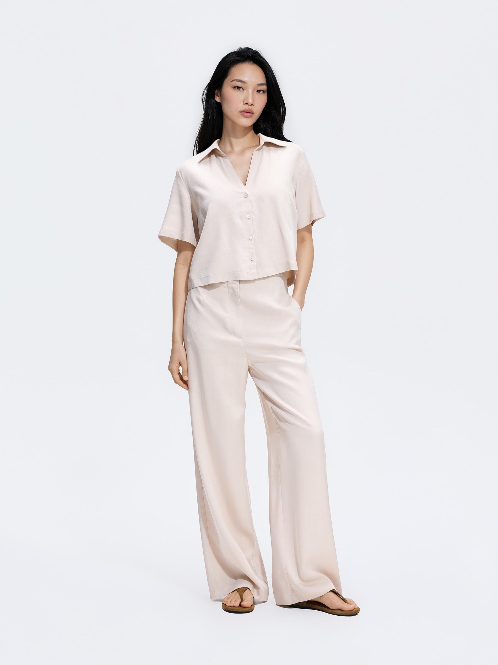 Beige Lyocell Shirt, Beige, large image number 1