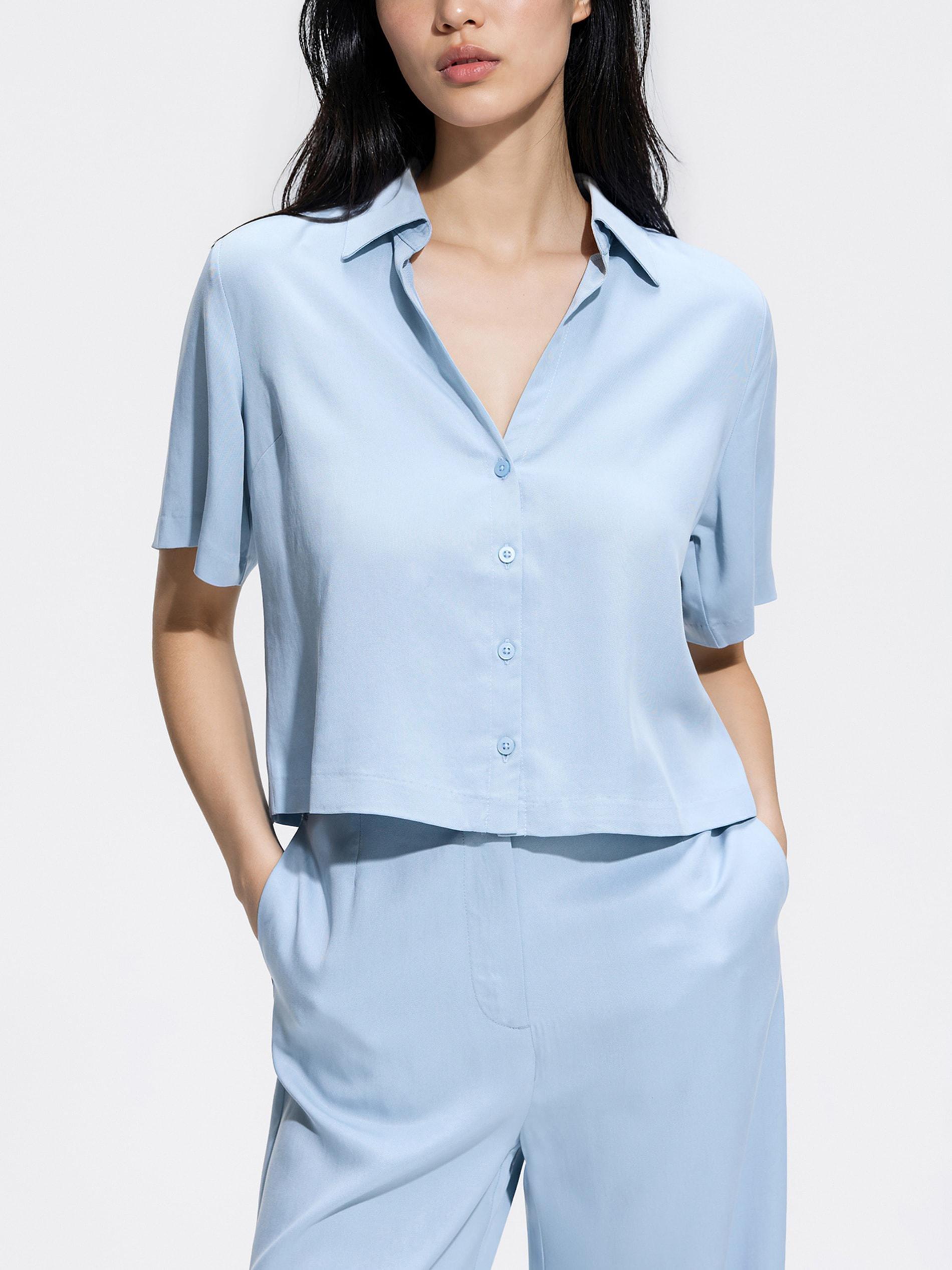 Blue Lyocell Shirt, Blue, medium