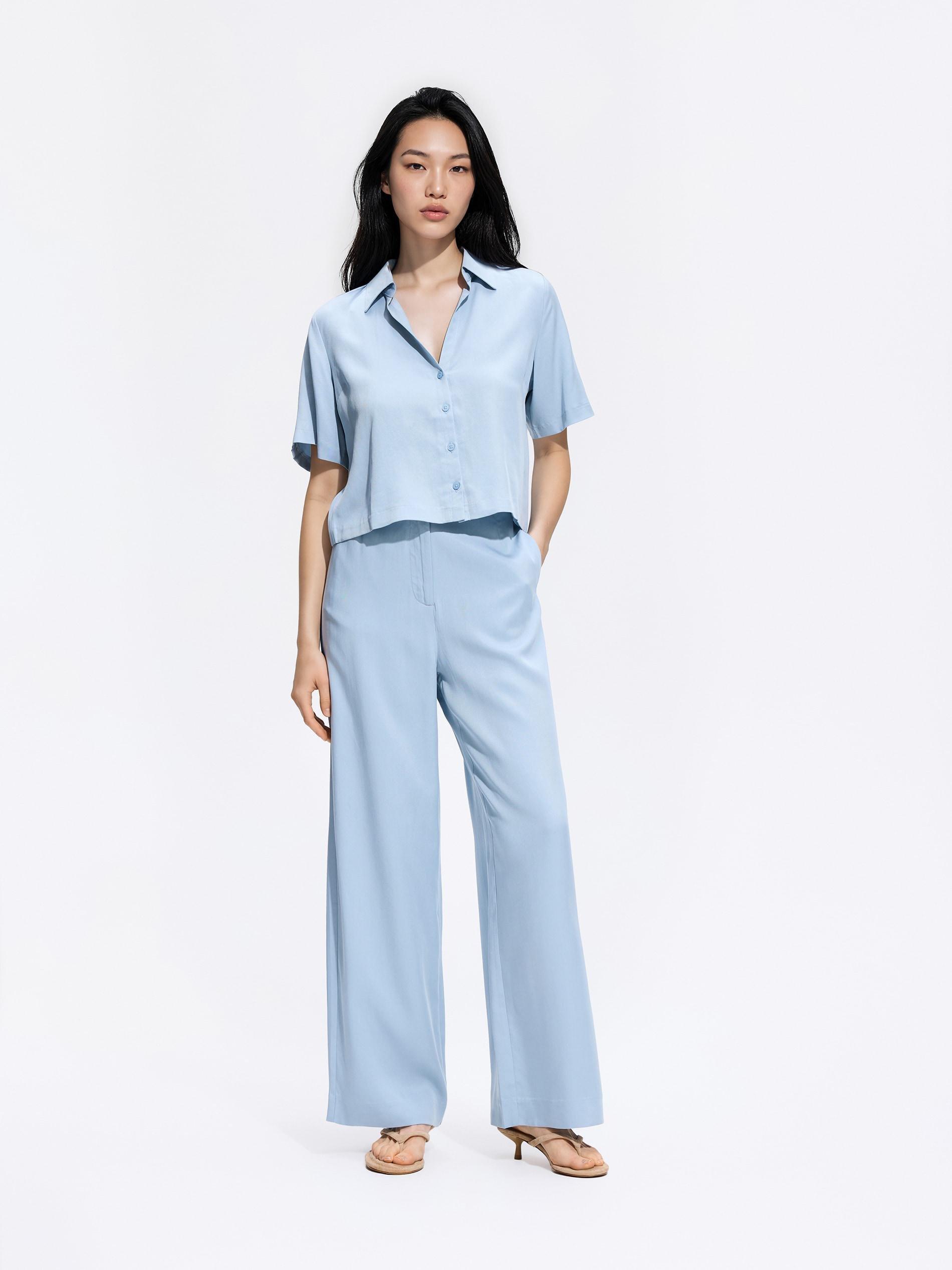 Blue Lyocell Shirt, Blue, medium