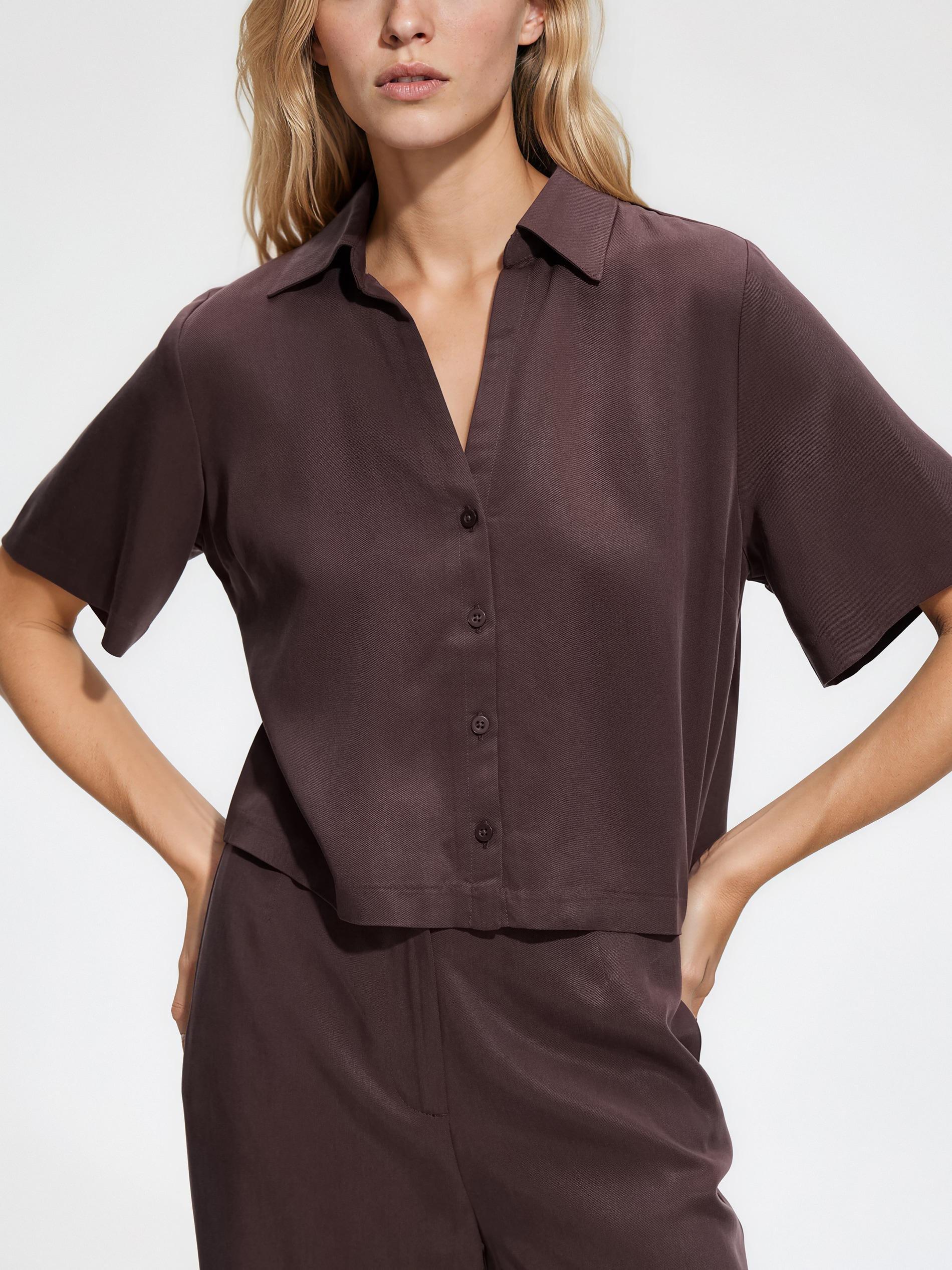 Brown Lyocell Shirt, Brown, medium