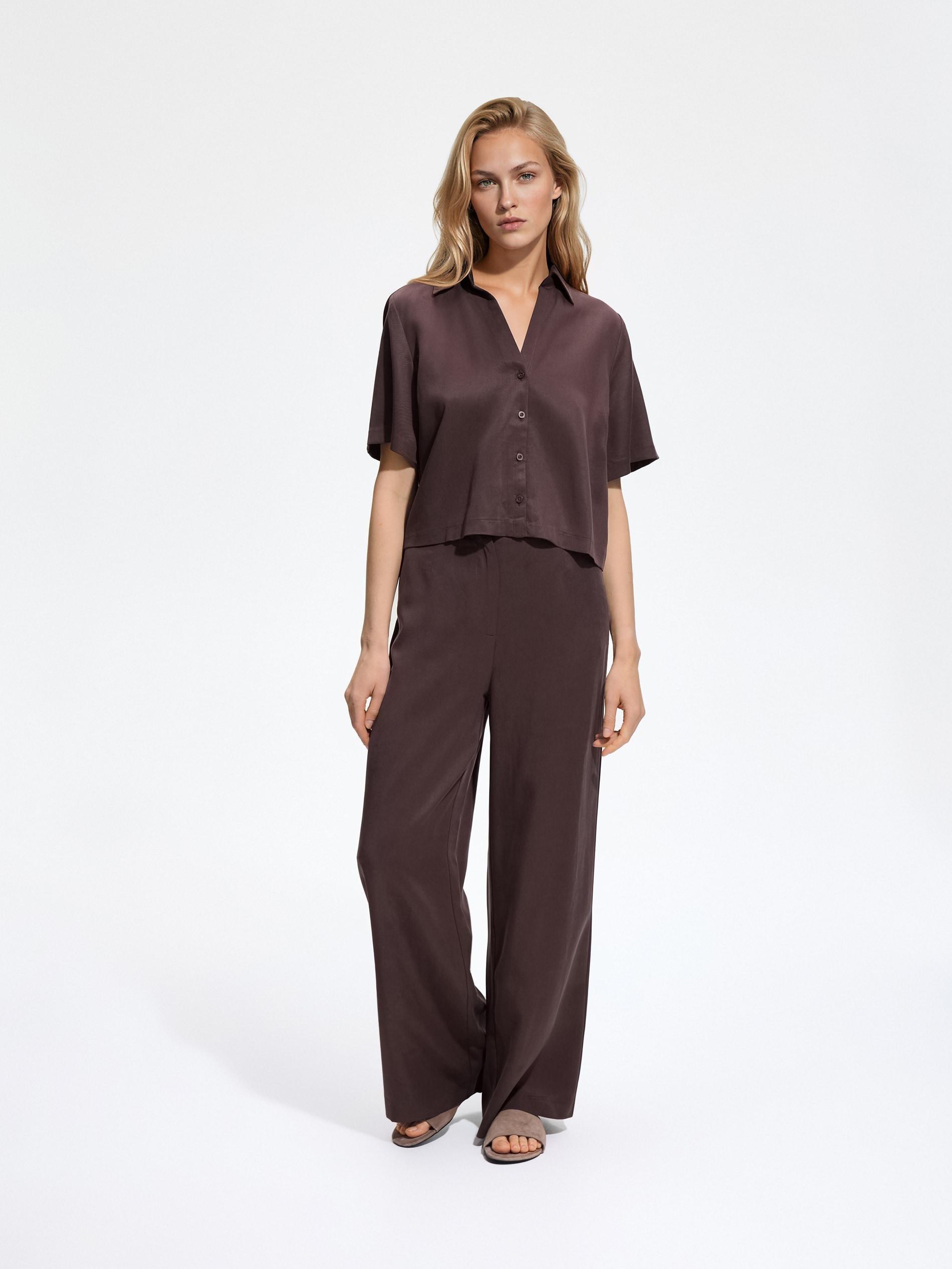 Brown Lyocell Shirt, Brown, medium