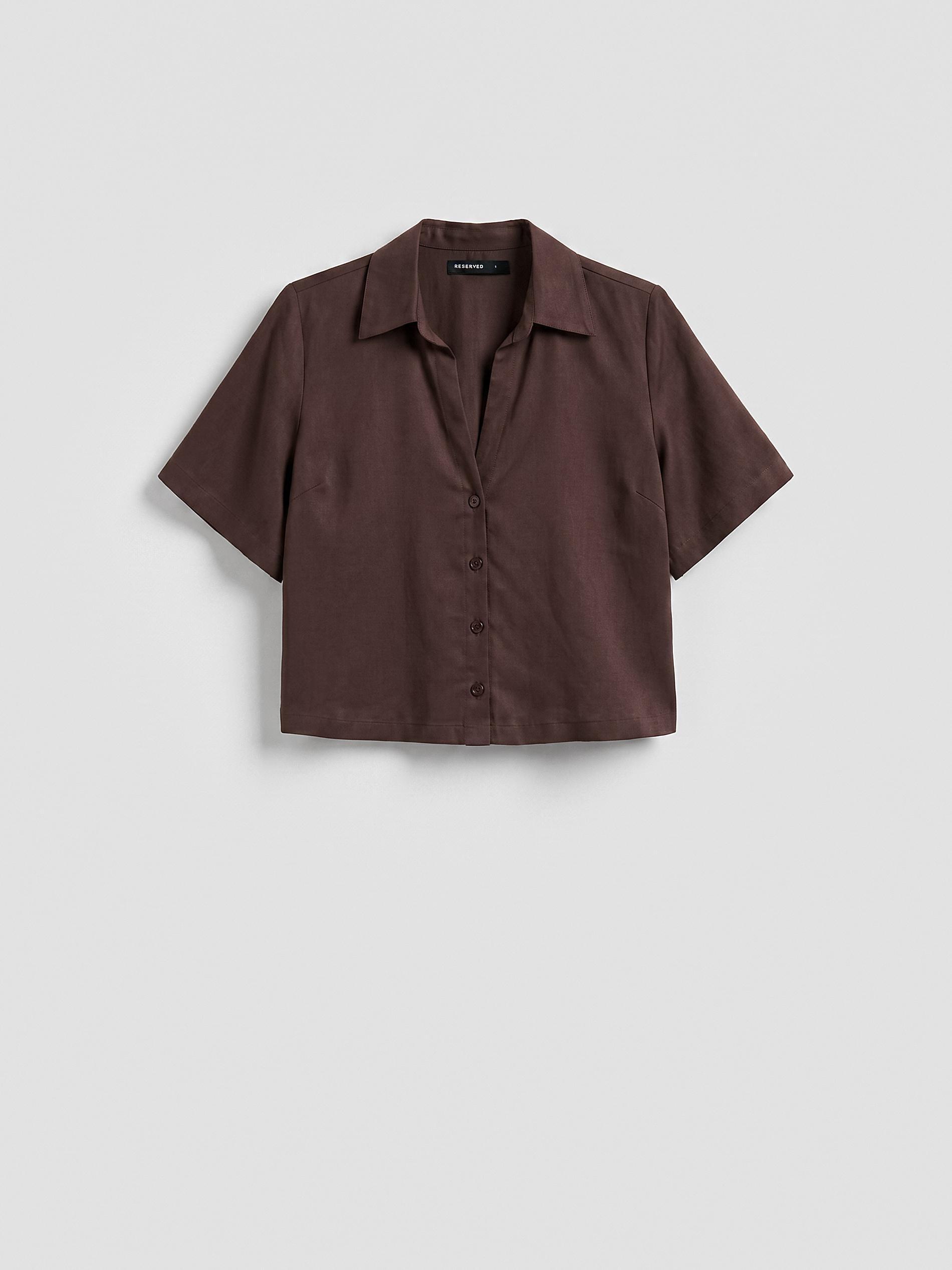 Brown Lyocell Shirt, Brown, large image number 3