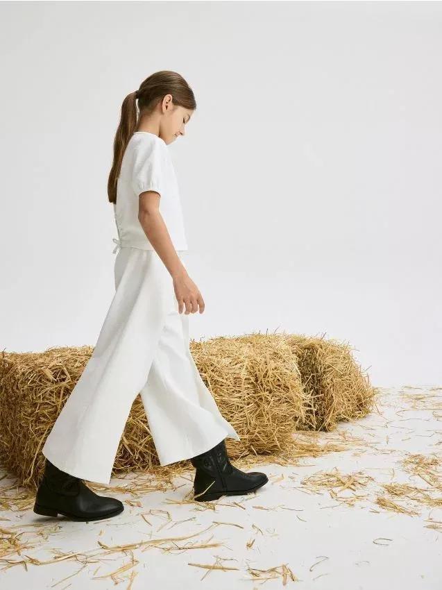White Culotte Trousers, Kids Girls, , large image number 0