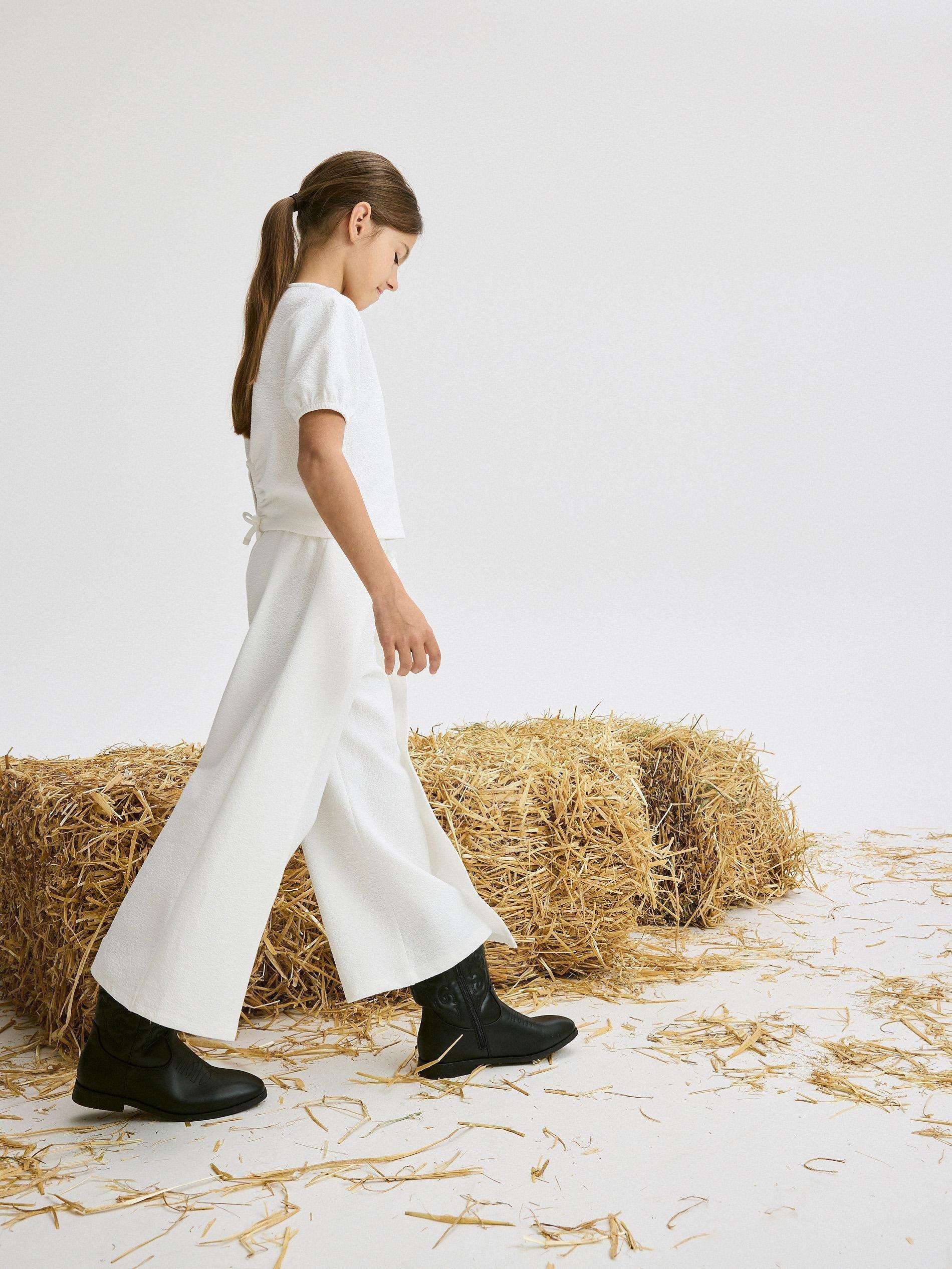 White Culotte Trousers, Kids Girls, , large image number 1