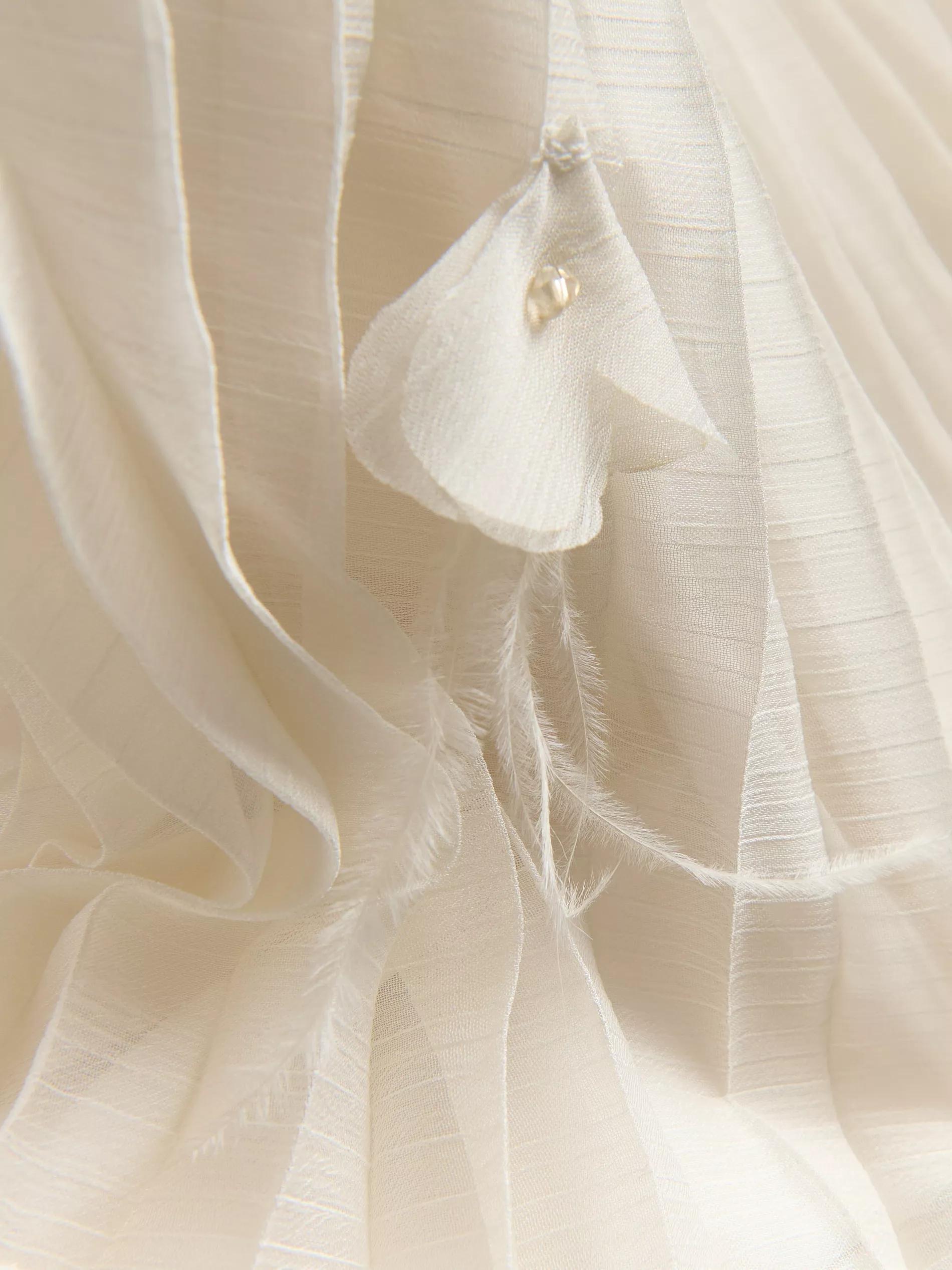 Cream Dress With Floral Appliqué, , large image number 5