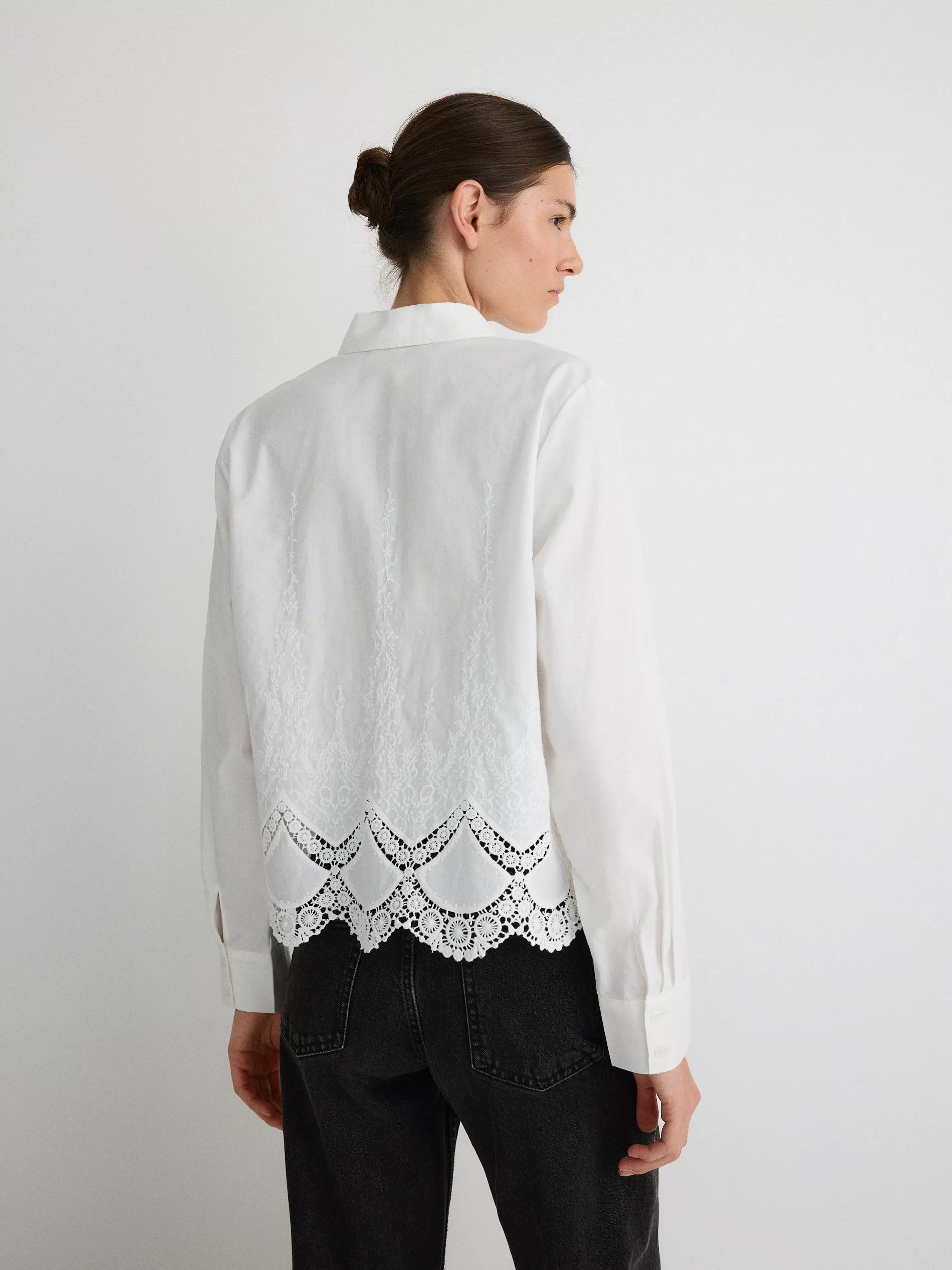 Cream Shirt With Lace, , large image number 1