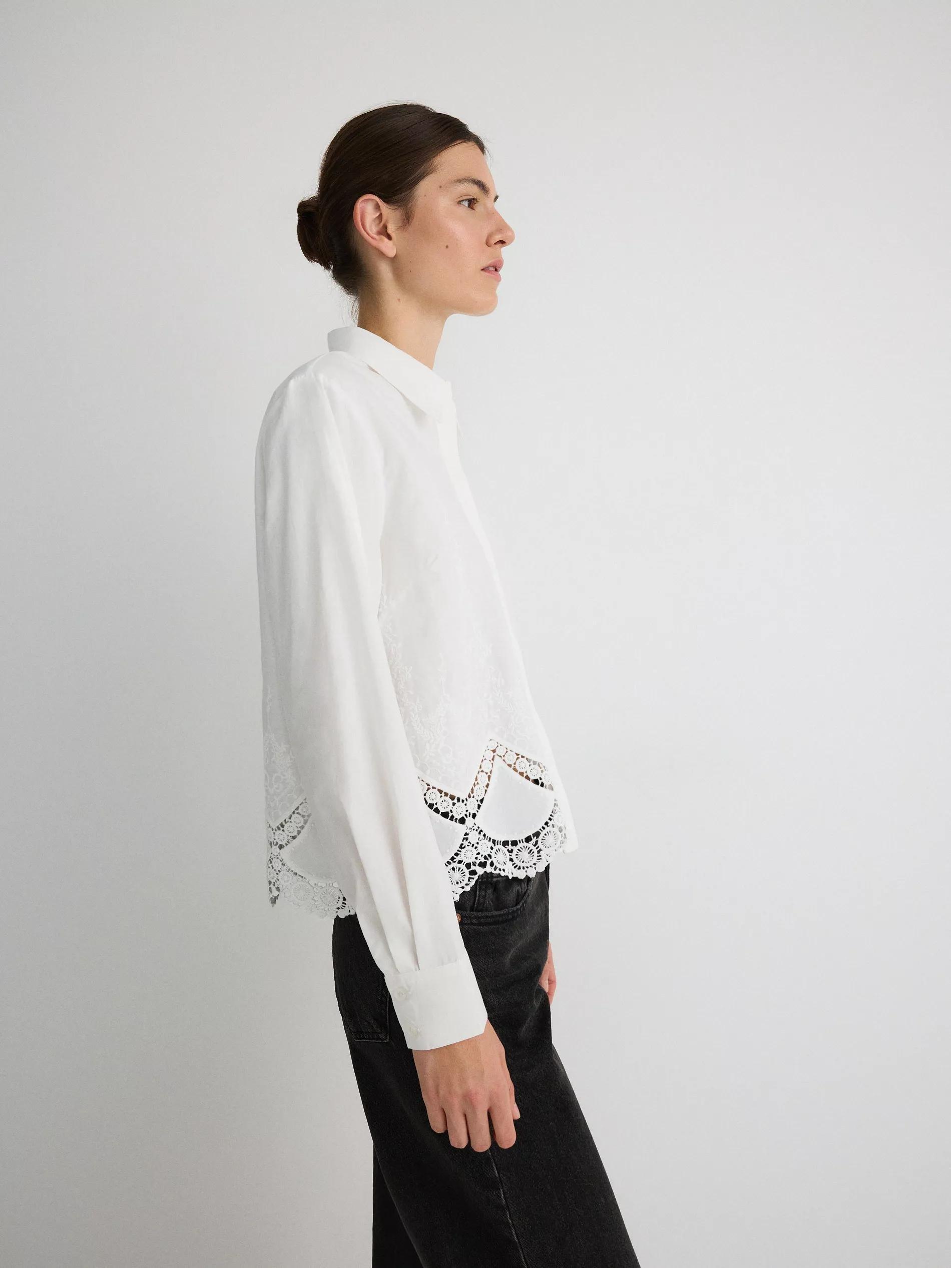 Cream Shirt With Lace, , large image number 3