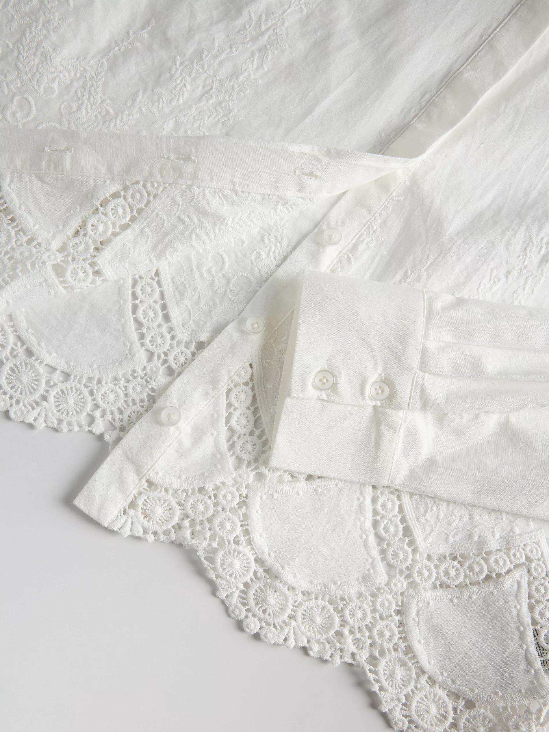 Cream Shirt With Lace, , large image number 5
