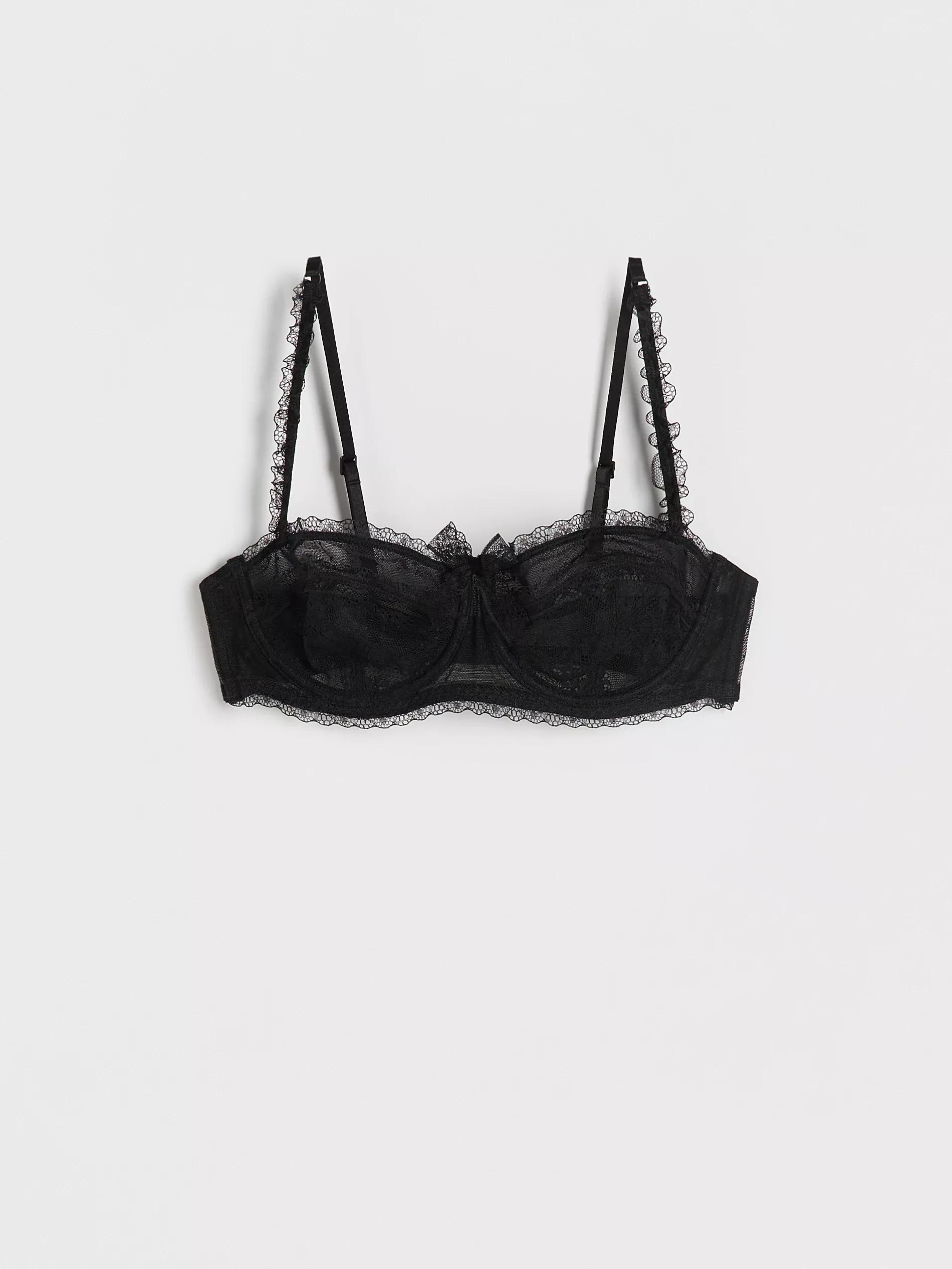 Black Balconette Push-Up Bra, , large image number 3