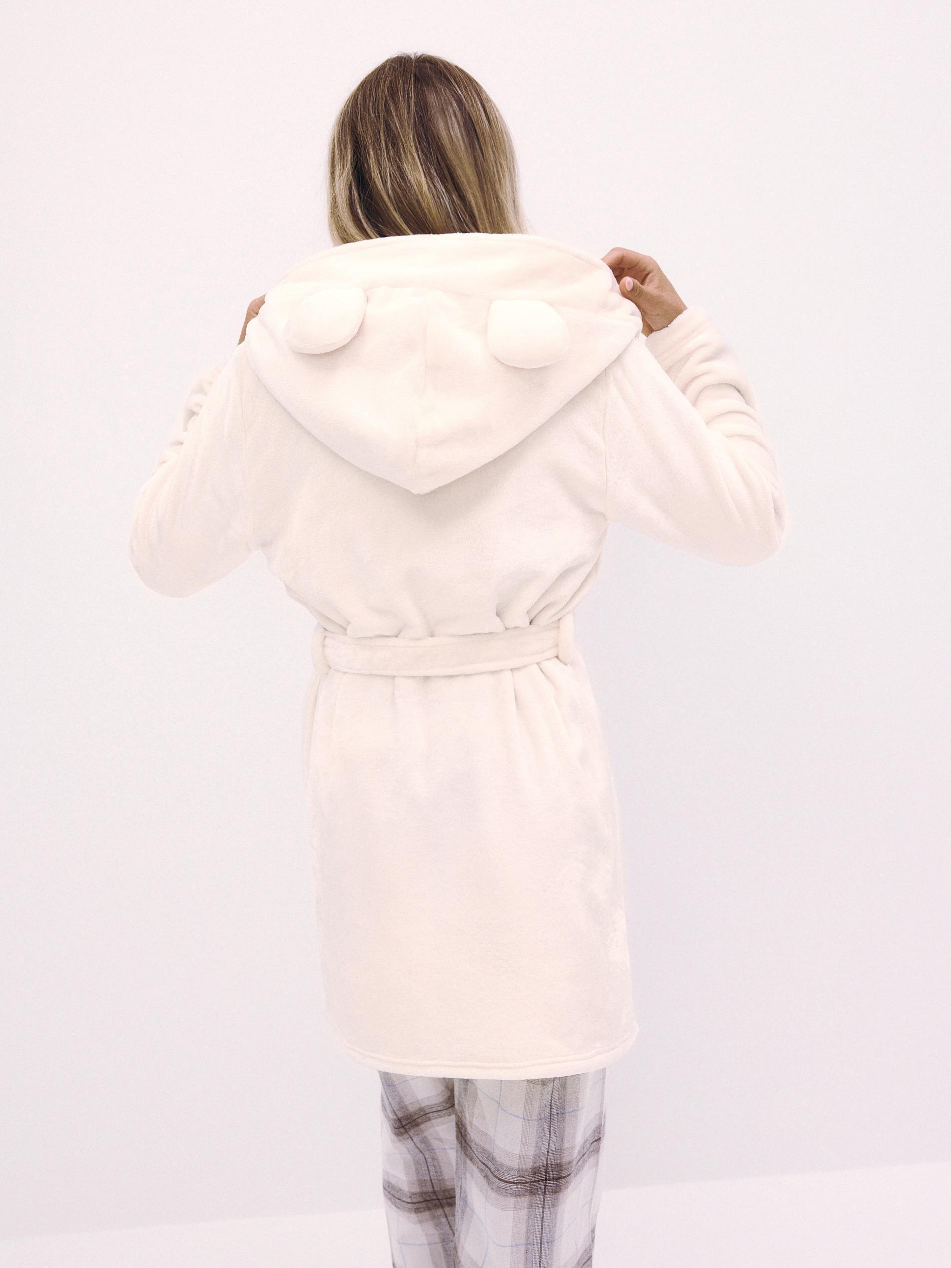 Cream Hooded Bathrobe, , large image number 4