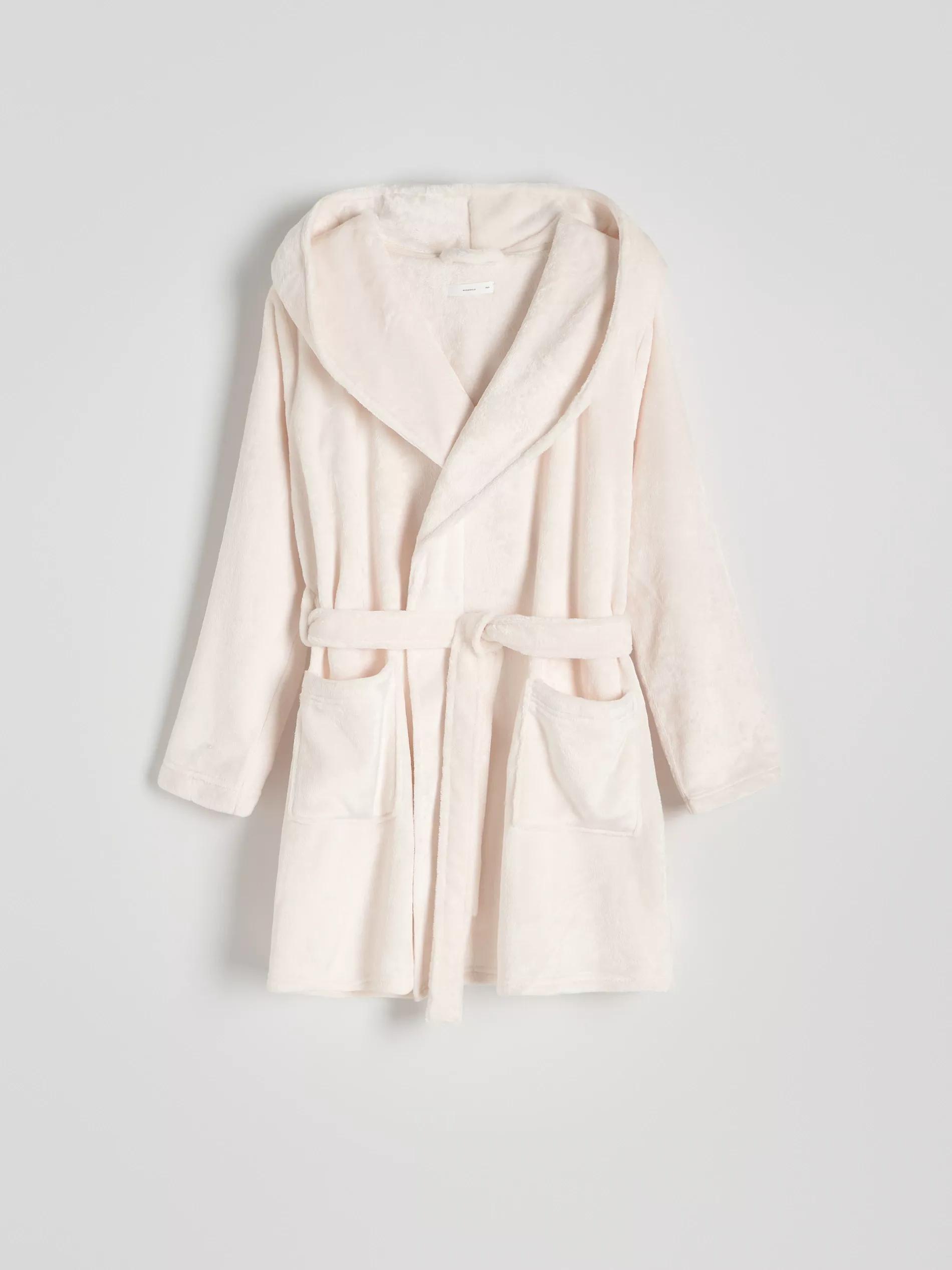 Cream Hooded Bathrobe, , large image number 5