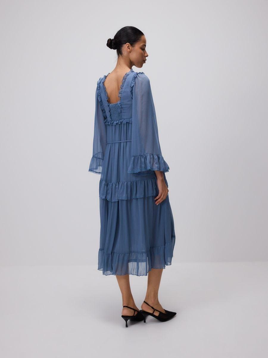 Blue Midi Dress With Ruffles, , large image number 2