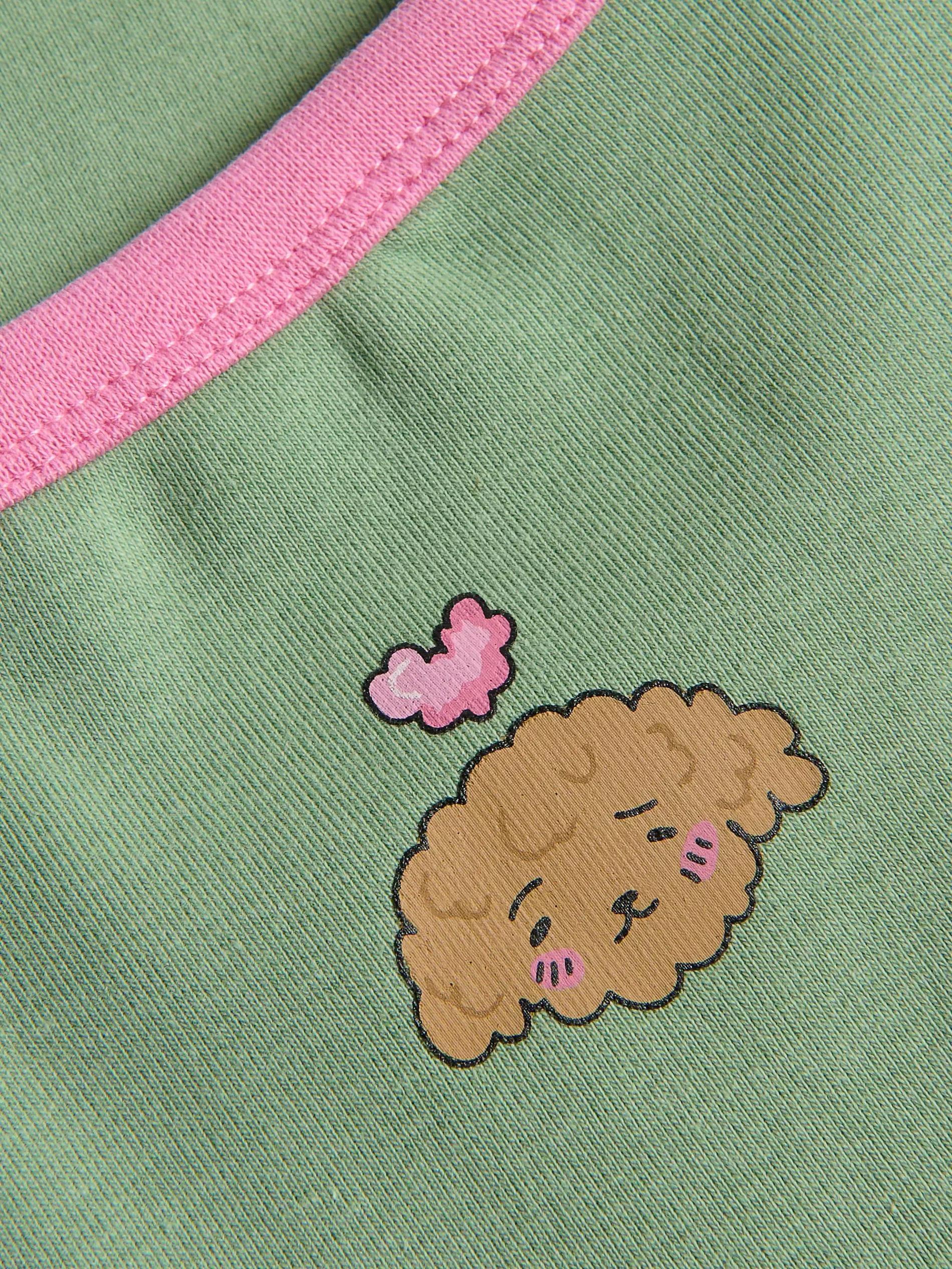 Green Cotton T-Shirt With Boffie & Poko Print, Green, medium