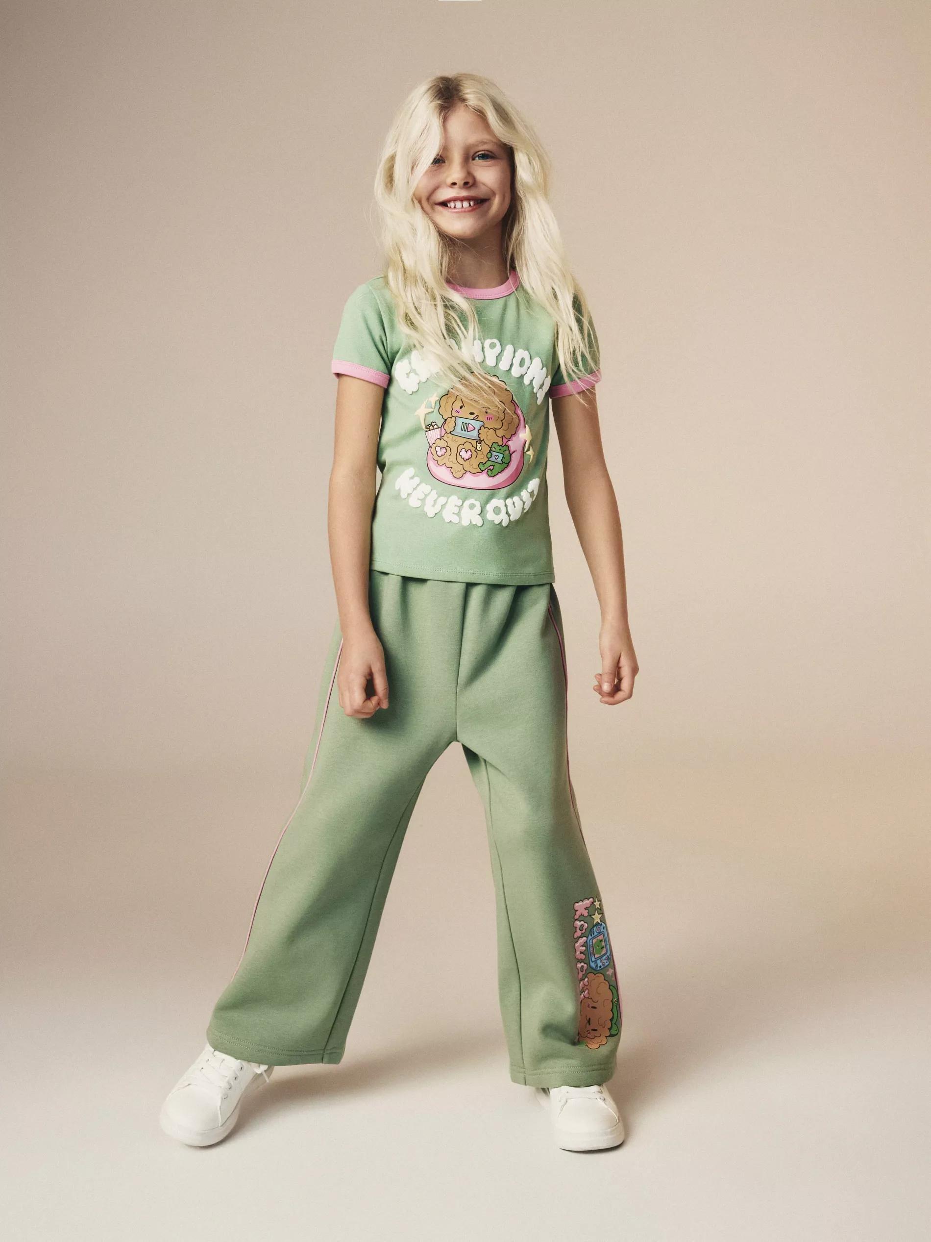 Green Cotton T-Shirt With Boffie & Poko Print, Green, large image number 4