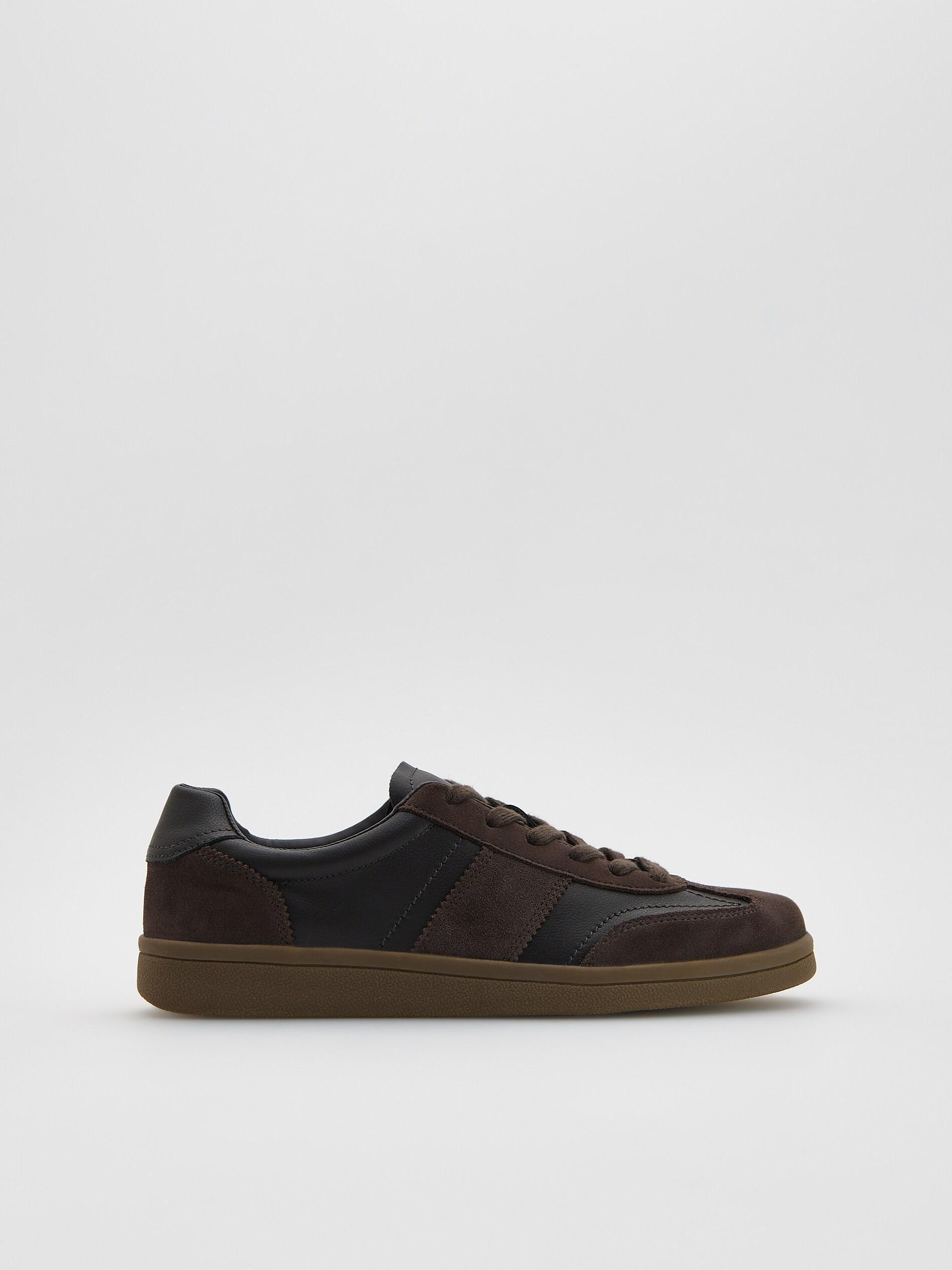 Brown Leather Rich Sneakers, Brown, large image number 0