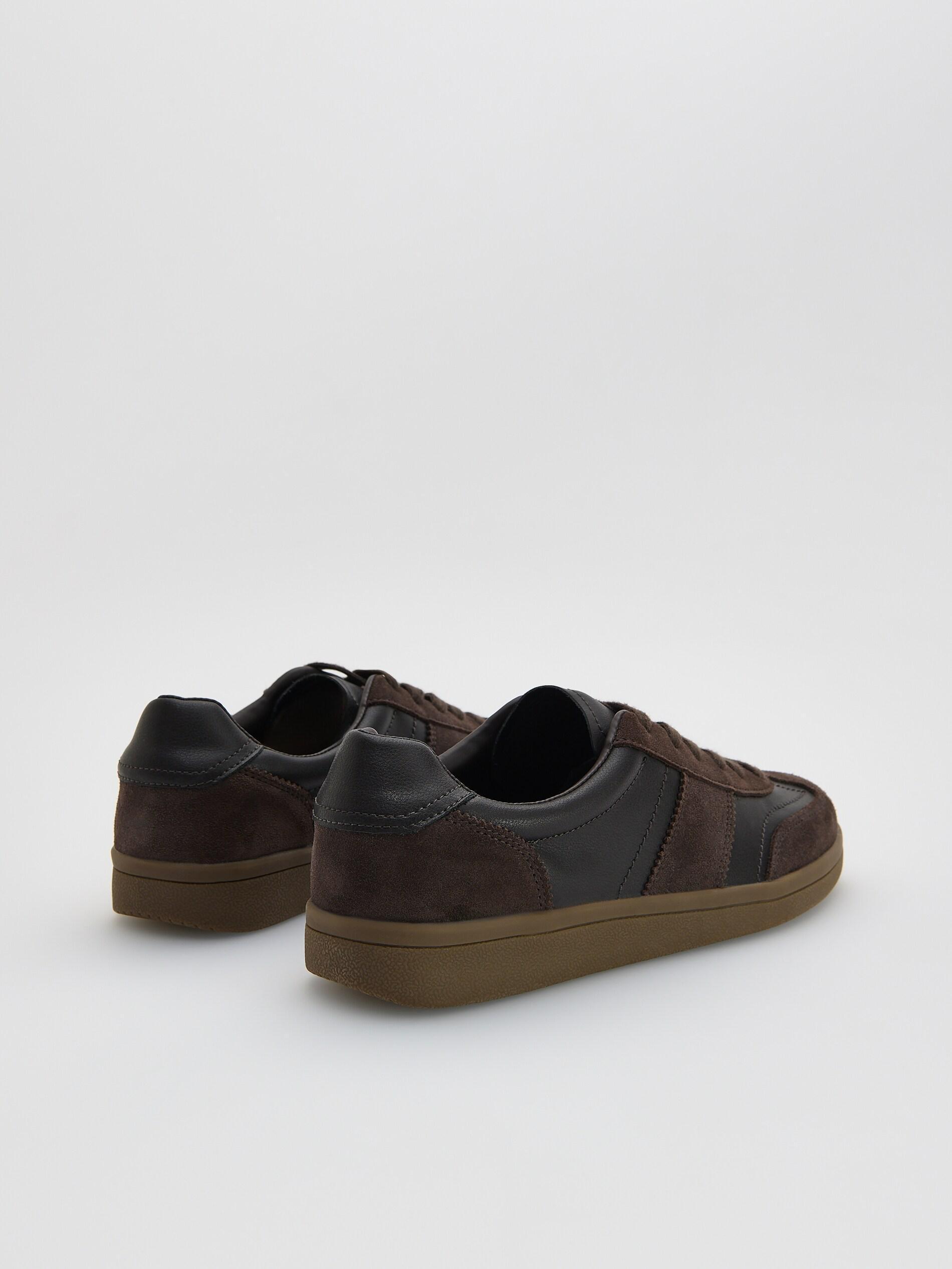 Brown Leather Rich Sneakers, Brown, medium