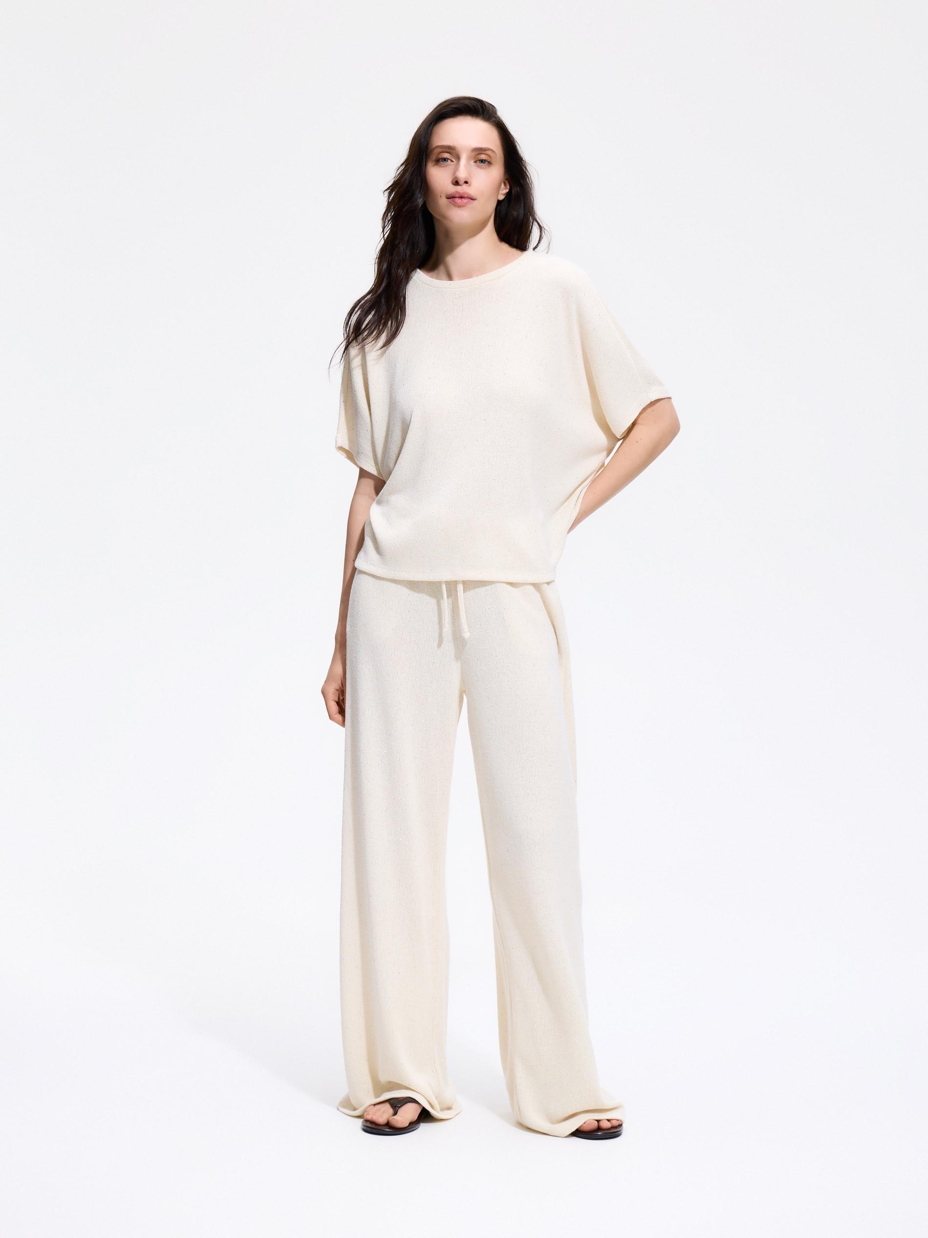 Cream Viscose Blend Blouse, Ivory, large image number 0