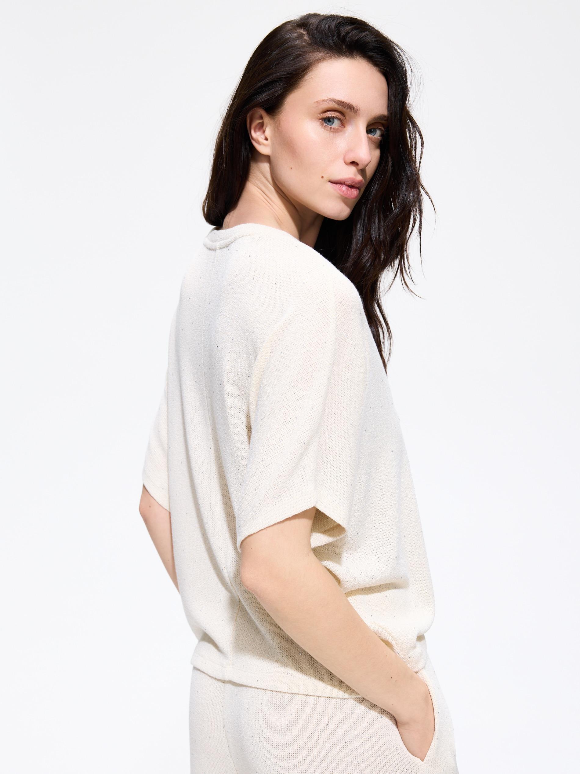 Cream Viscose Blend Blouse, Ivory, large image number 3