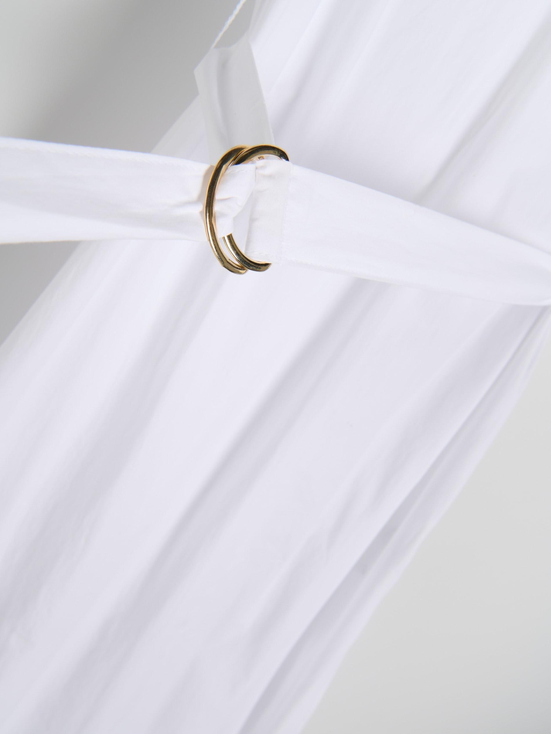 White Cotton Midi Dress, White, large image number 6