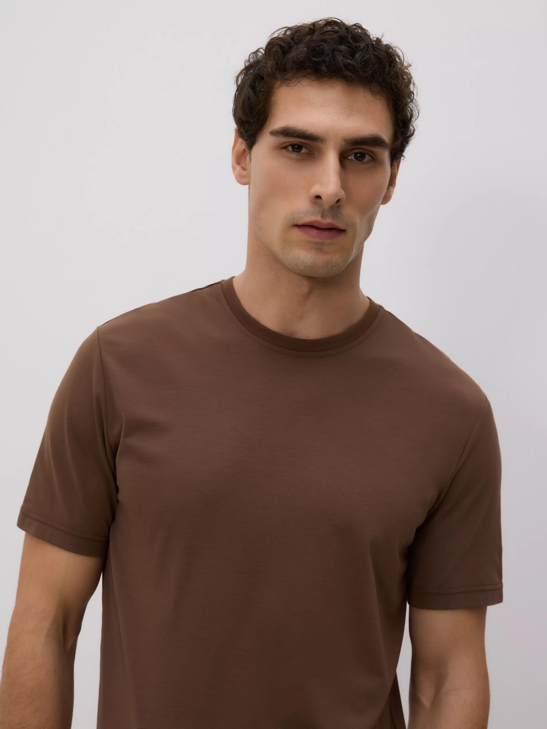 Brown Regular T-Shirt With Viscose, Brown, large image number 3