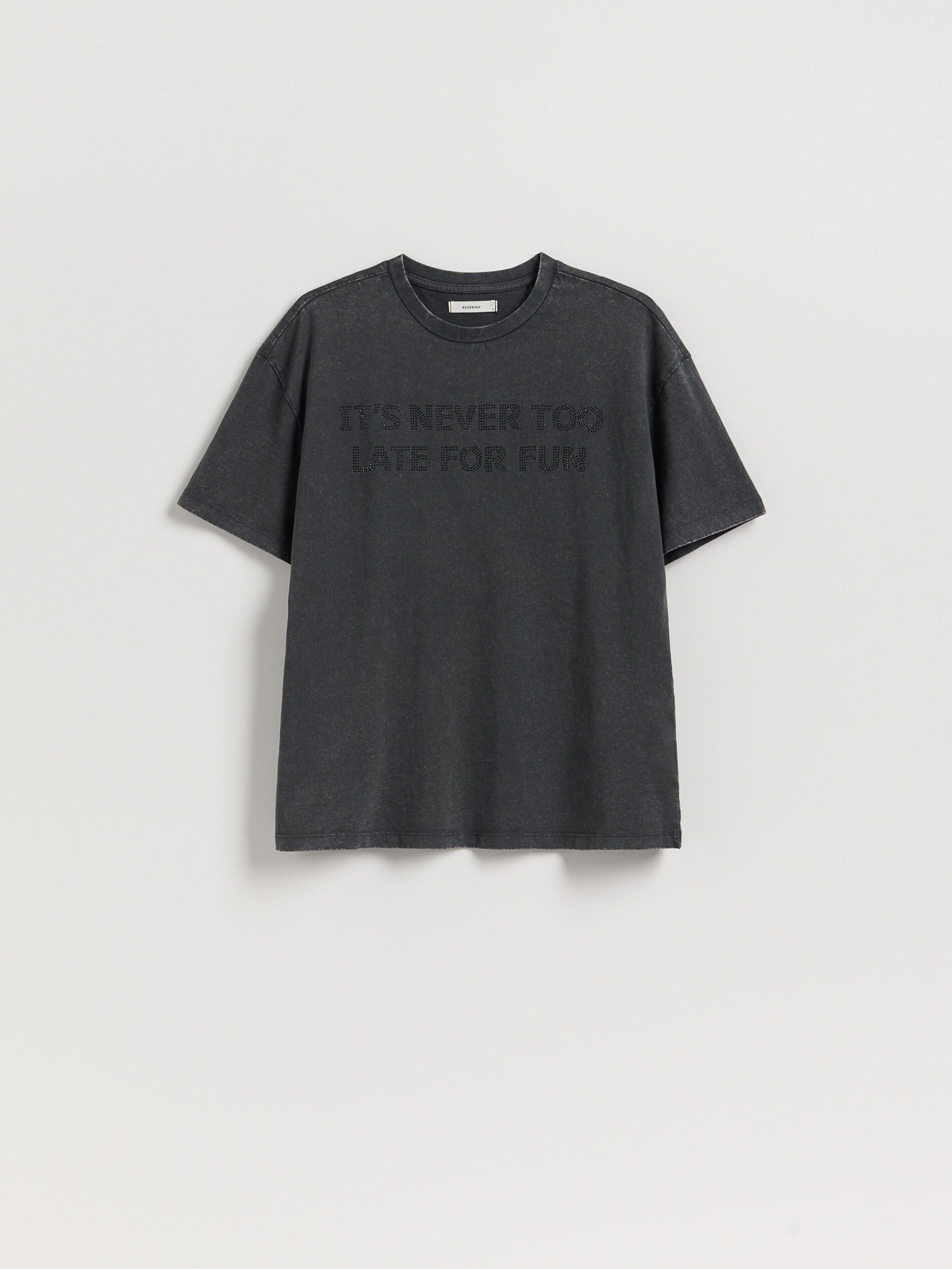 Grey Oversized T-Shirt With Print, Grey, medium