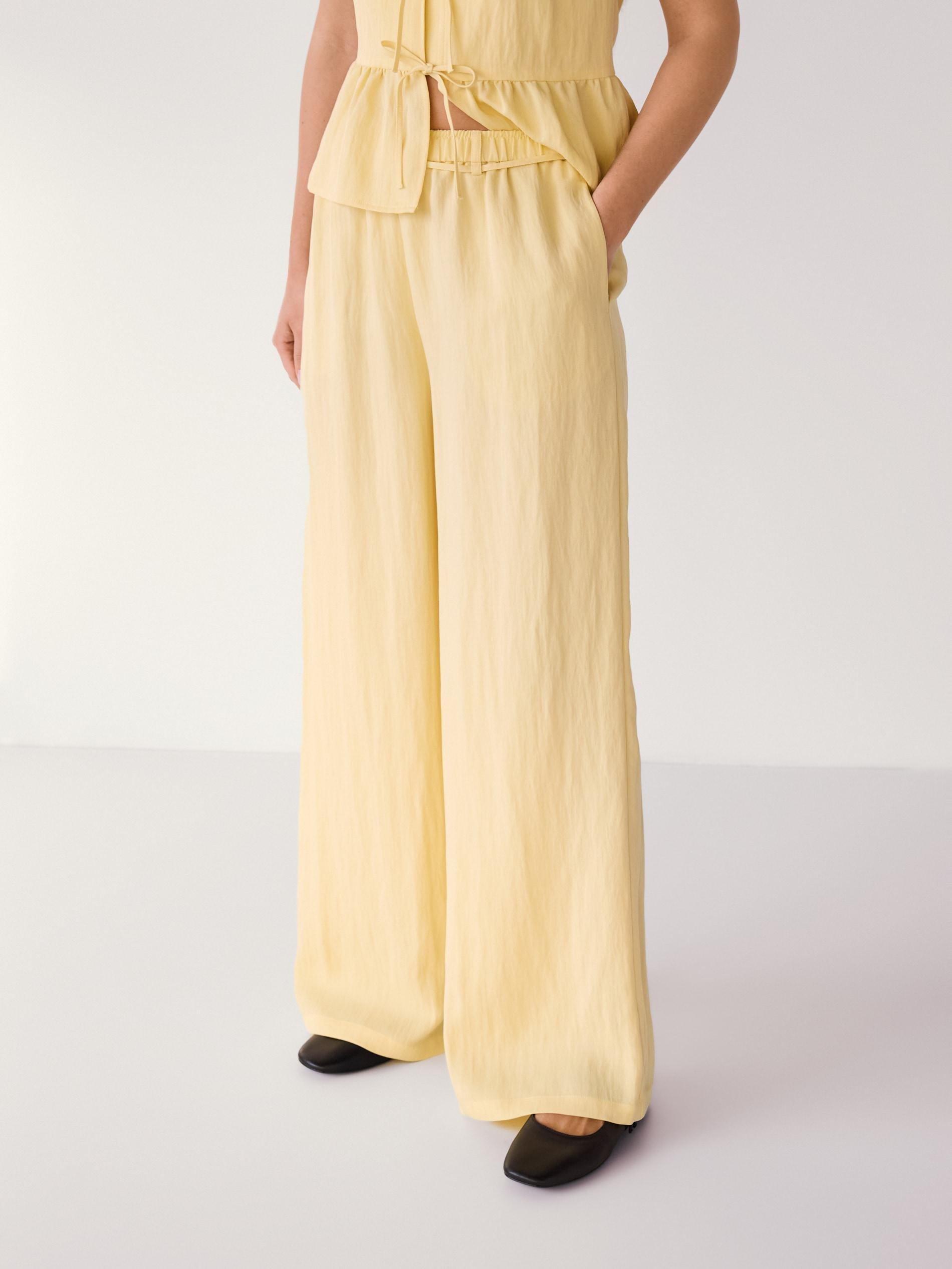 Yellow Loose Lyocell Trousers, Yellow, large image number 1