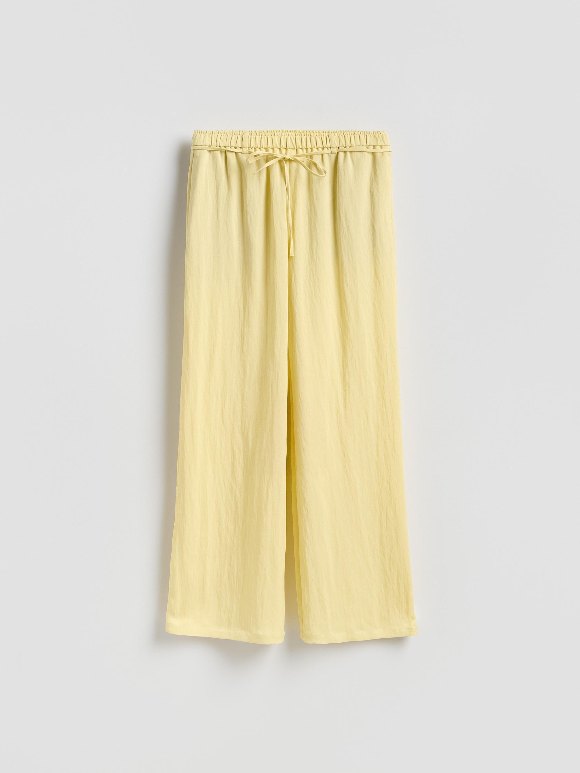Yellow Loose Lyocell Trousers, Yellow, large image number 3