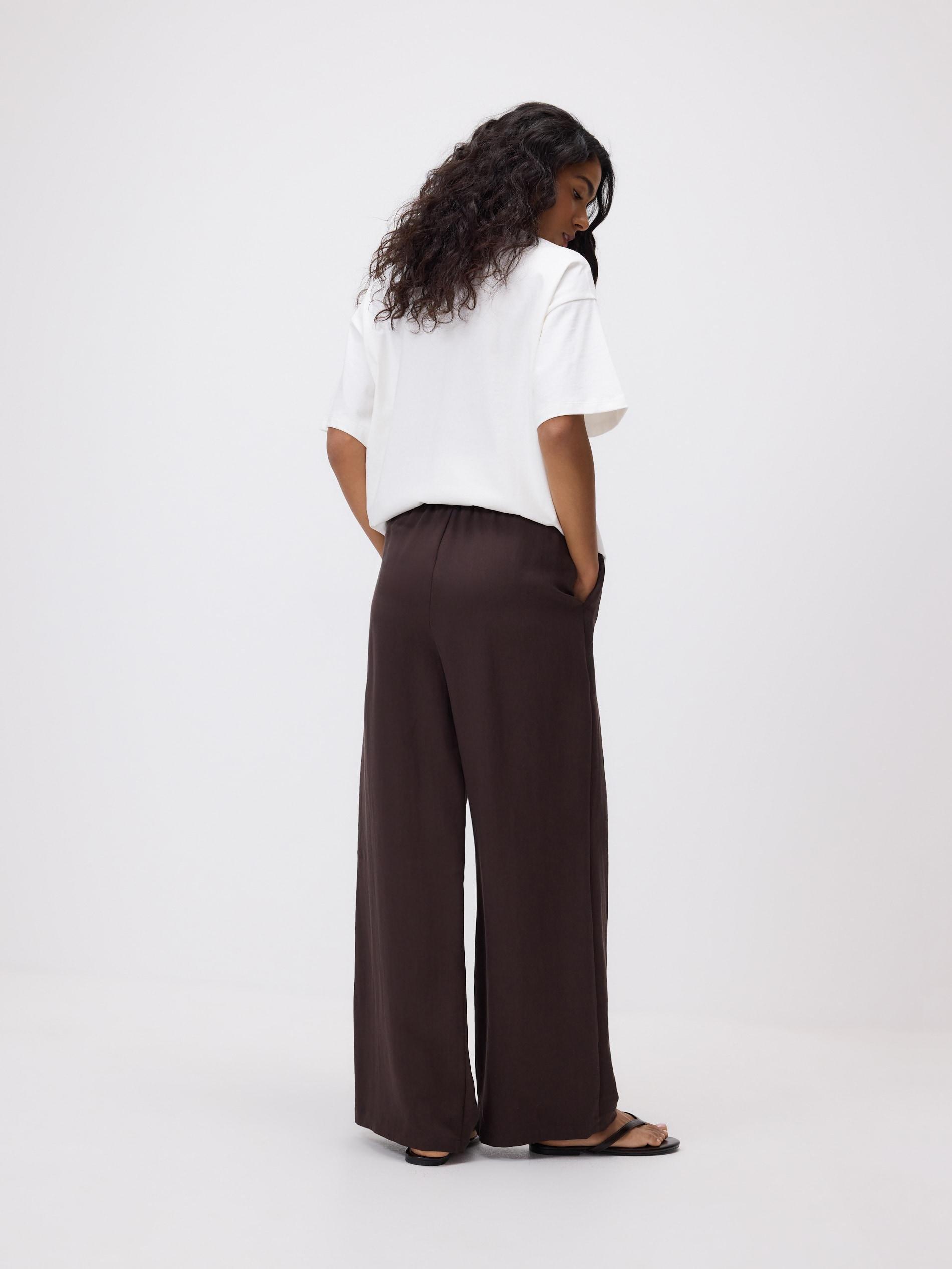 Brown Loose Lyocell Trousers, Brown, large image number 3