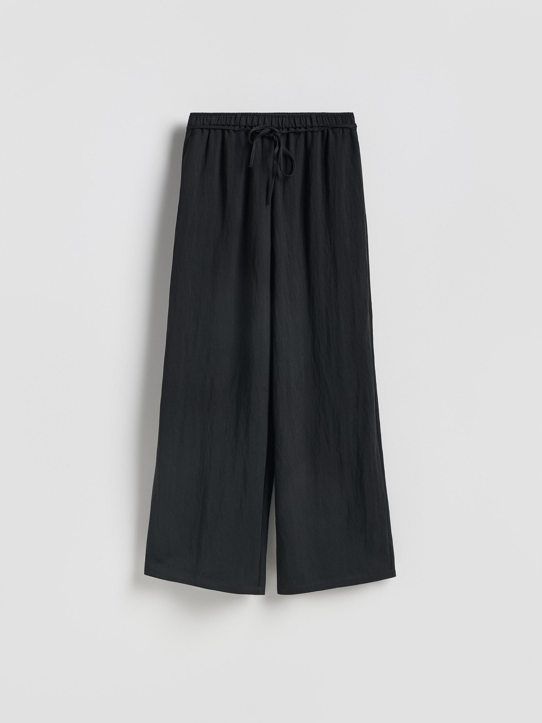 Black Loose Lyocell Trousers, Black, large image number 3