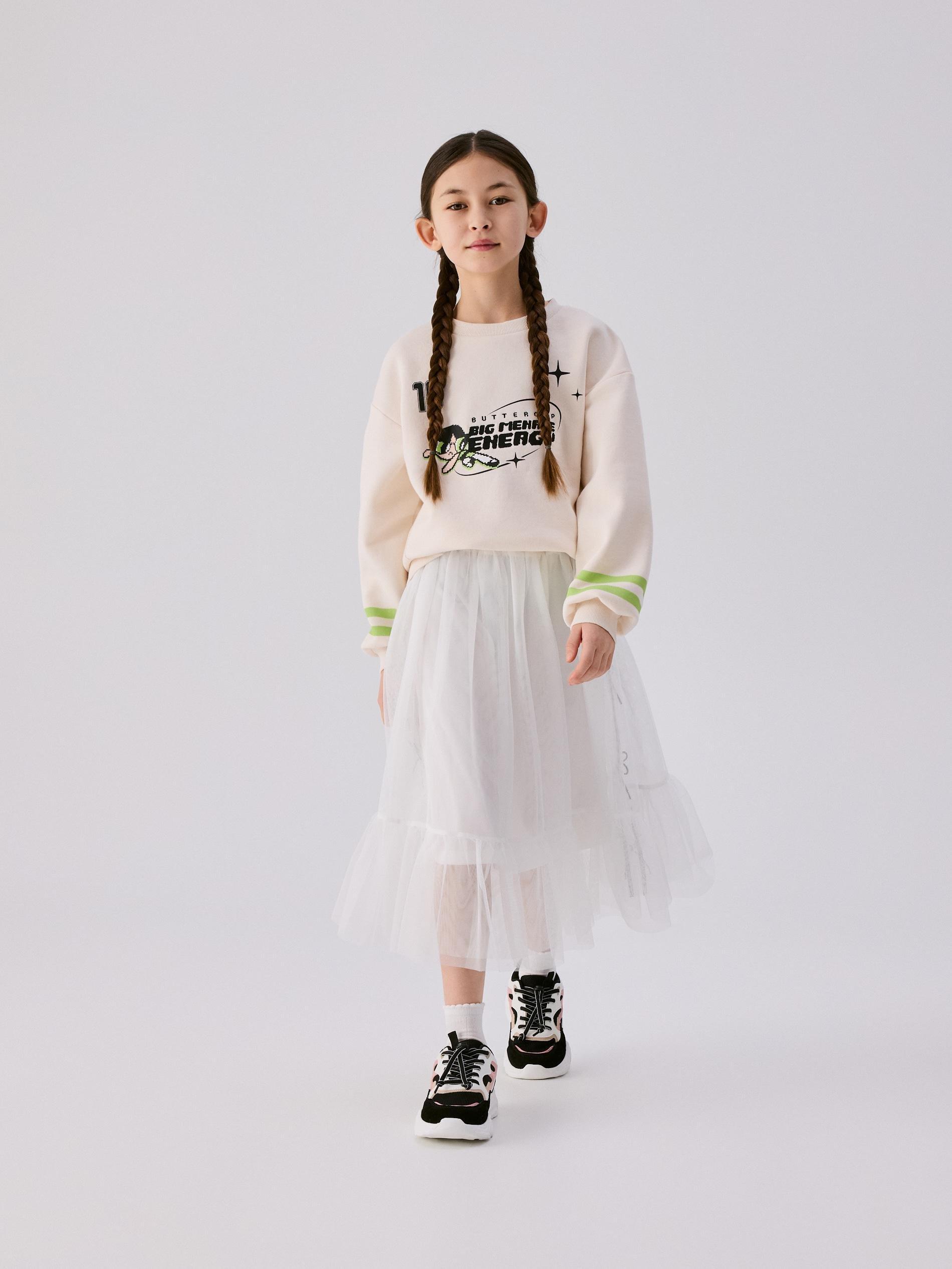 تنورة تول مع فيونكات كريمي, Ivory, medium